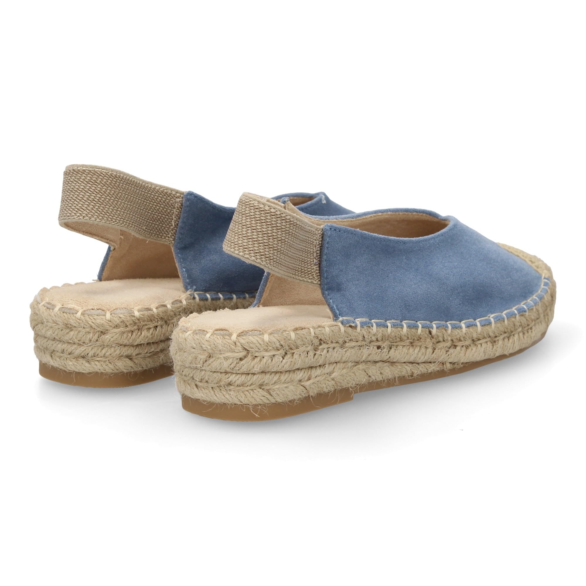 shoes&blues.es Alpargata de Mujer con Diseno Clasico y Comodo, Ideal para Verano. Suela de Yute Trenzado, Plano, Ligera y Comoda. Cierre Elastico. Estampado Liso.