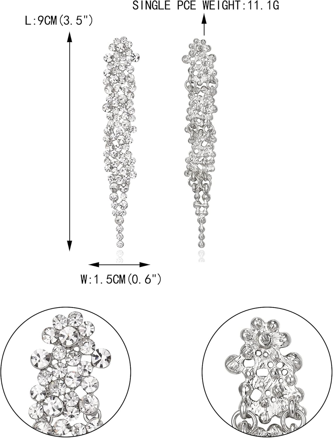 EVER FAITH Wedding Rhinestone Crystal Art Deco Statement Earring, Banquet Prom Long Chandelier Dangle Earrings for Women Bride - Image 6