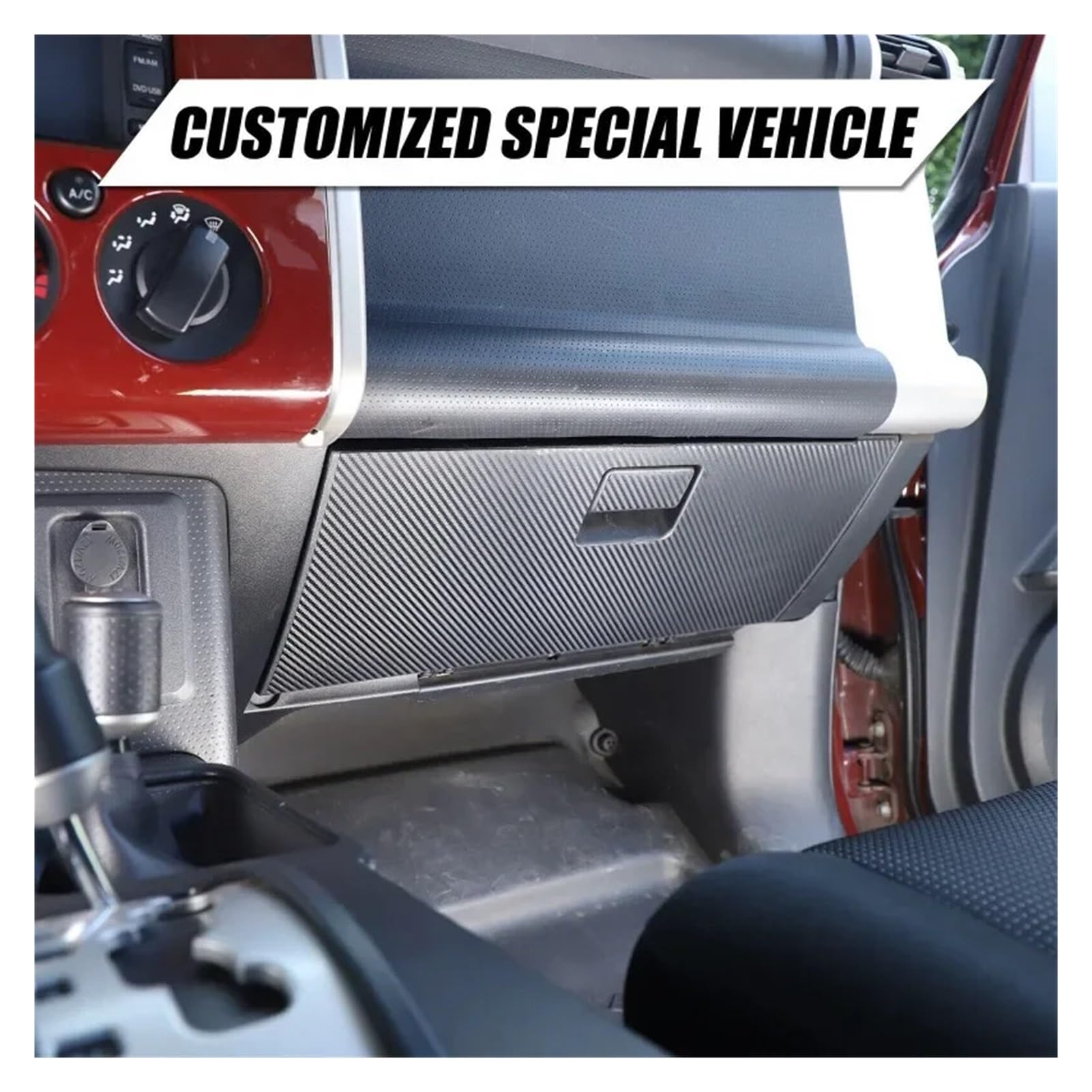 Adesivo in vinile for protezione vano portaoggetti in fibra di carbonio for auto, accessori interni for auto compatibili con Toyota FJ Cruiser 2007-2021