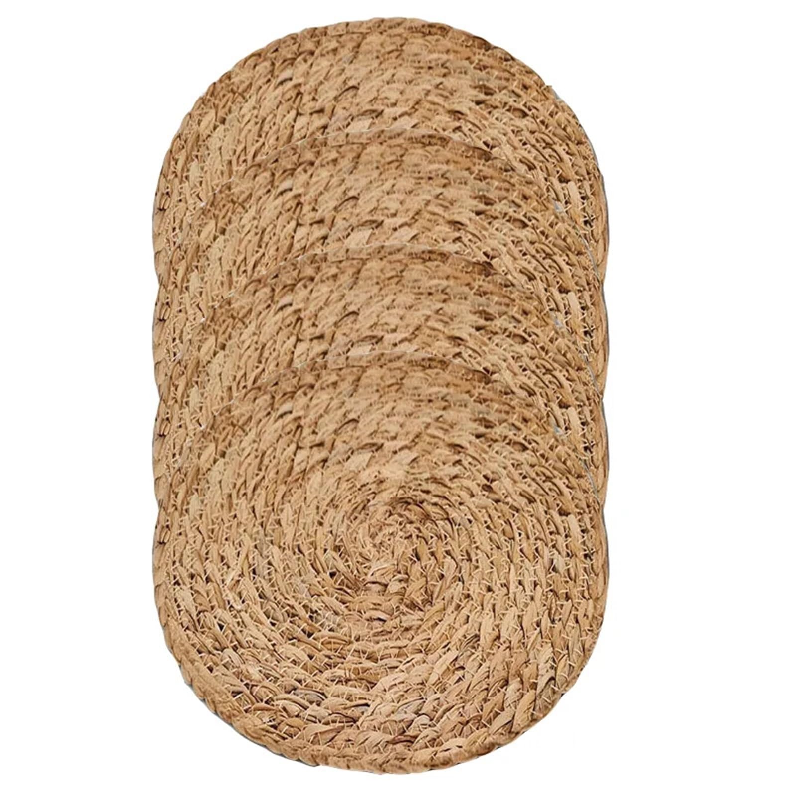 GrassWoven Placemat, 4 Round Woven Rattan Placemats 30cm