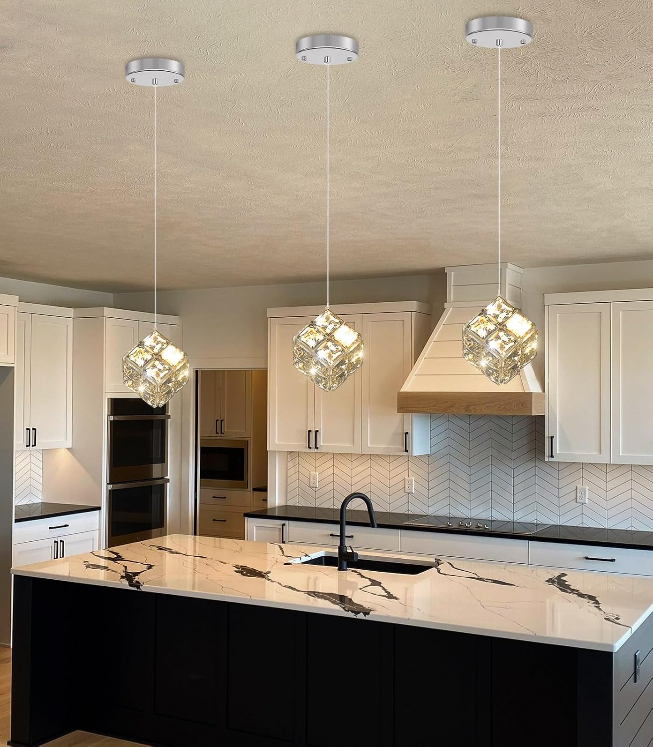 1-Lights Modern Crystal Pendant Lights for Kitchen Island LED Dimmable Chandeliers for Dining Room