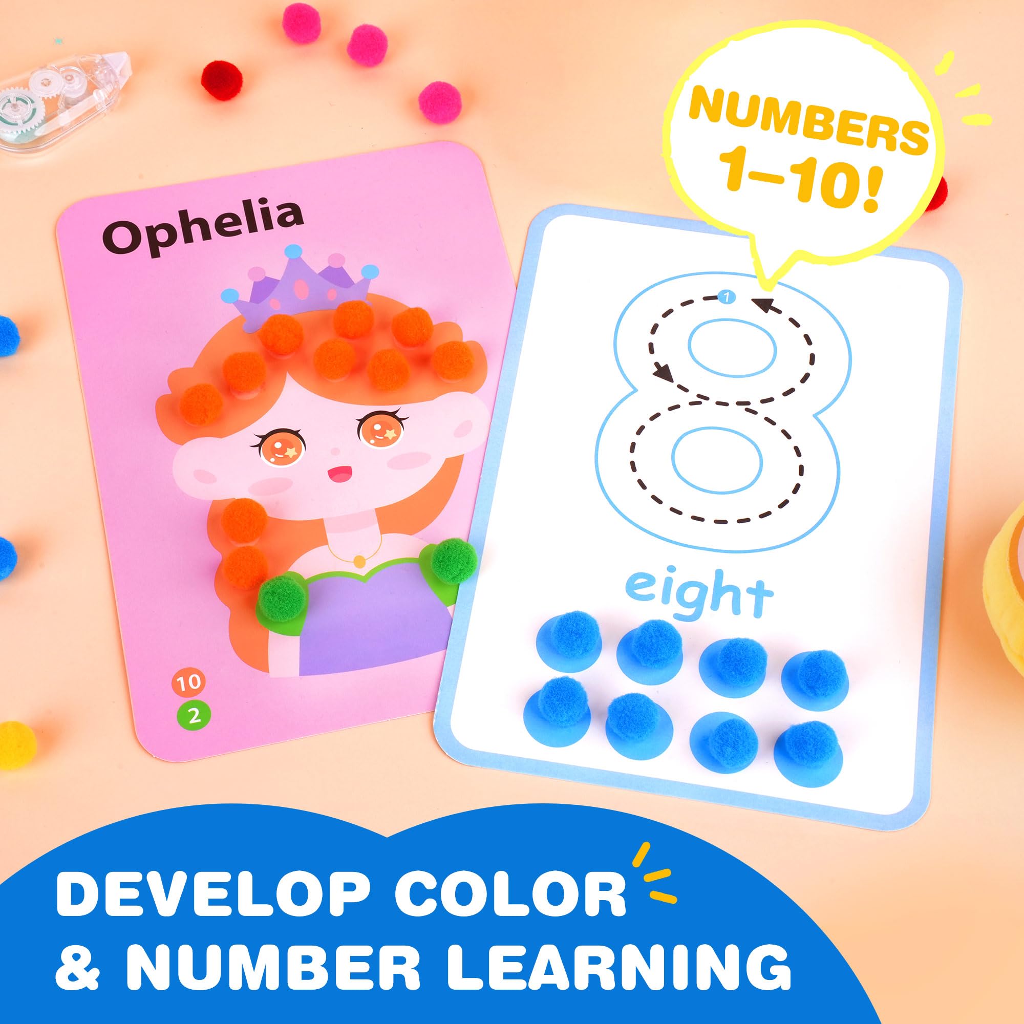YPLUS Craft Kits for Kids Pompoms Arts and Crafts Ages 3-8, Educational Fine Motor Skills Toys - Image 4