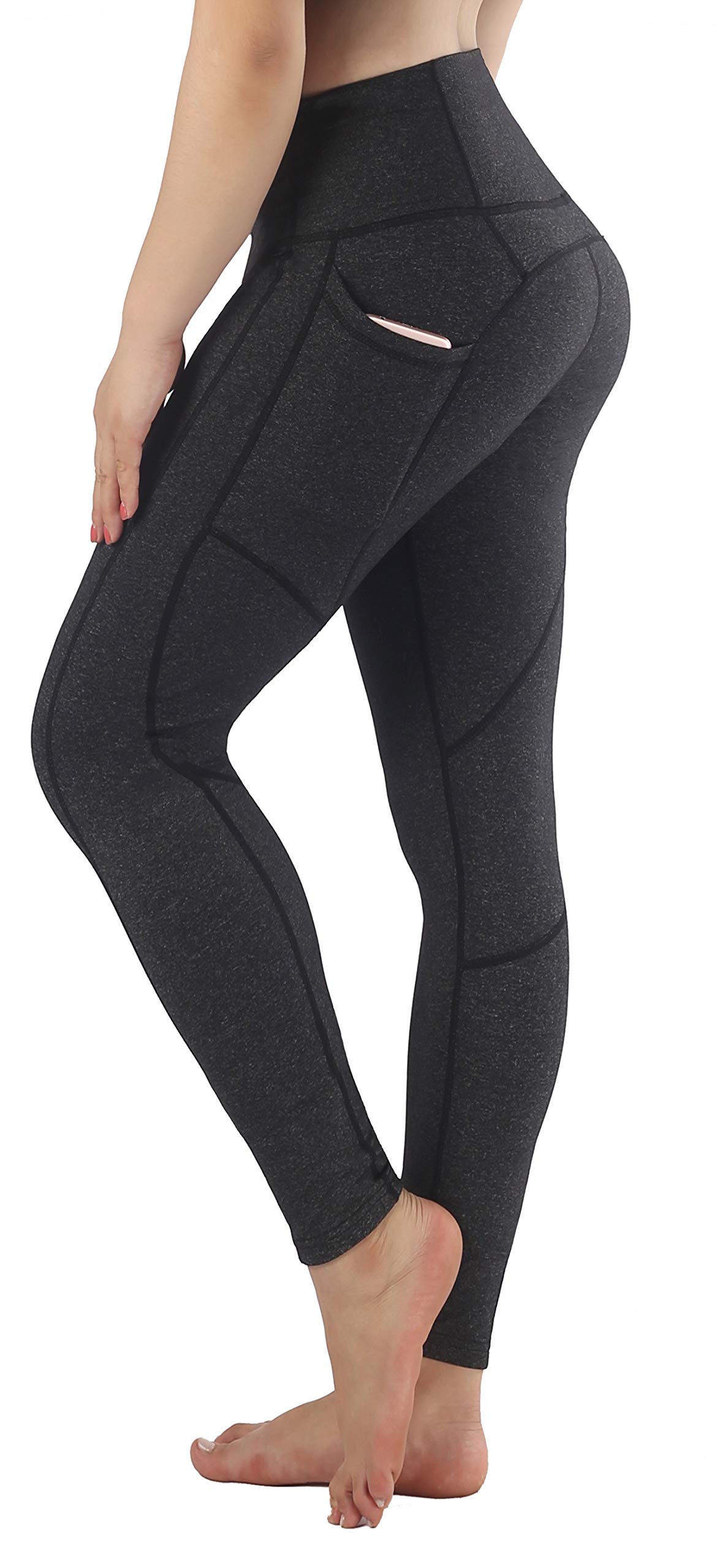 Sugar Pocket Women's Yoga Leggings Fitness Tights Workout Pants Gym Leggings with Side Pocket S Charcoal
