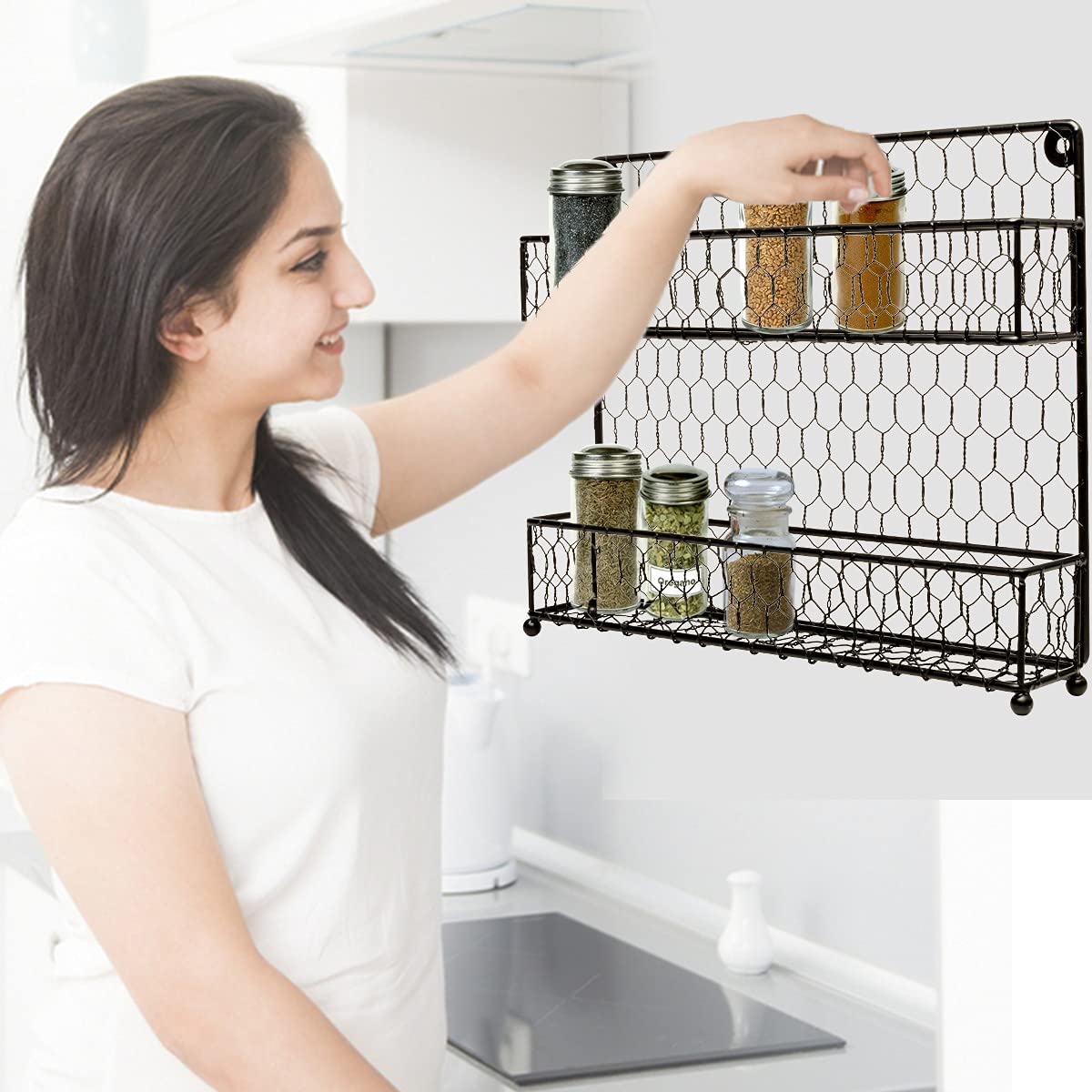 Homeries 2 Tier Wall Spice Rack For Kitchens | Stylish Wall Mounted ...