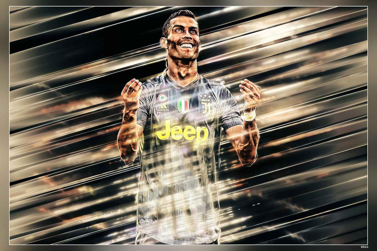 POSTERDADDY Soccer Cristiano Ronaldo Juventus F C Portuguese Juventus FC Poster Reprint Matte Finish Paper Unframed 12 x18 Inch (Multicolor) - 8866