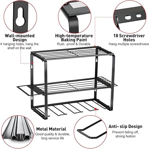 Miniatura 6 de Organizador de herramientas eléctricas para montaje en pared, organizador de herramientas eléctricas con 4 soportes de almacenamiento, organizador
