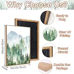 CHDITB Mountain Art mural de toile de paysage encadré(12"x16"), 3 Panneaux Boho Nature Forêt Reproduction d'oeuvres d'art, Grand Résumé Moderne Pin vert Arbres Décor d'Art pour Chambre Salon Bureau