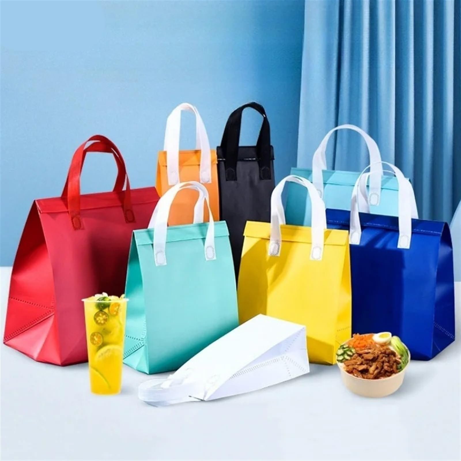 Bolsa IsotéRmica Para Comida 10 bolsas de almuerzo con aislamiento no tejido, portátiles, de tela, for guardar alimentos y bebidas, for mantener el calor y el frío, reutilizables Termica Porta Aliment