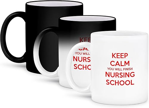 3dRose Taza con texto en inglés "Keep Calm You Will Finish Nursing School", 11 onzas, negroblanco