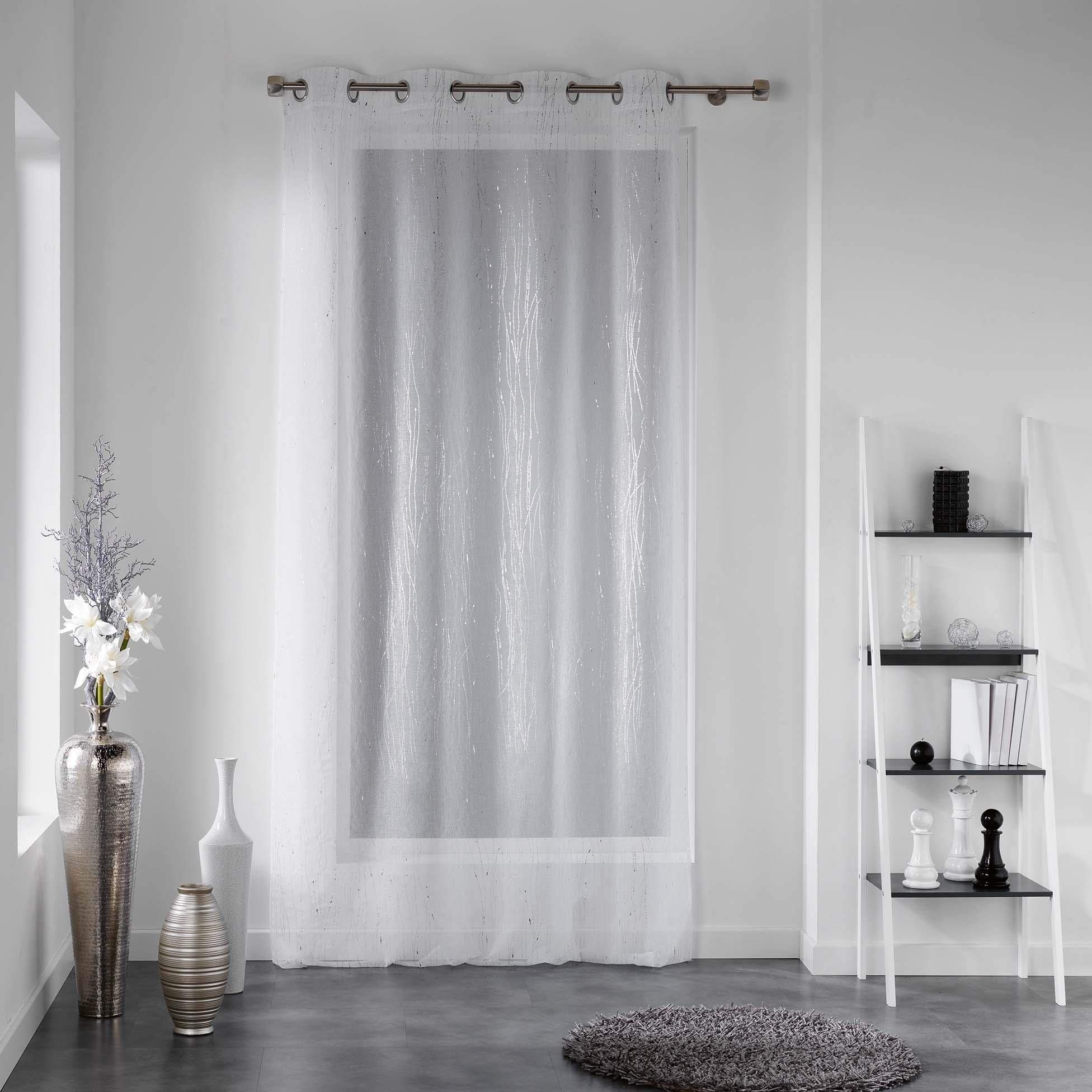 Douceur d'Intérieur 1624701 Filiane Curtain with Eyelets Polyester White 140 x 240 cm, W 94.5" x L 55.1" (1 Panels)