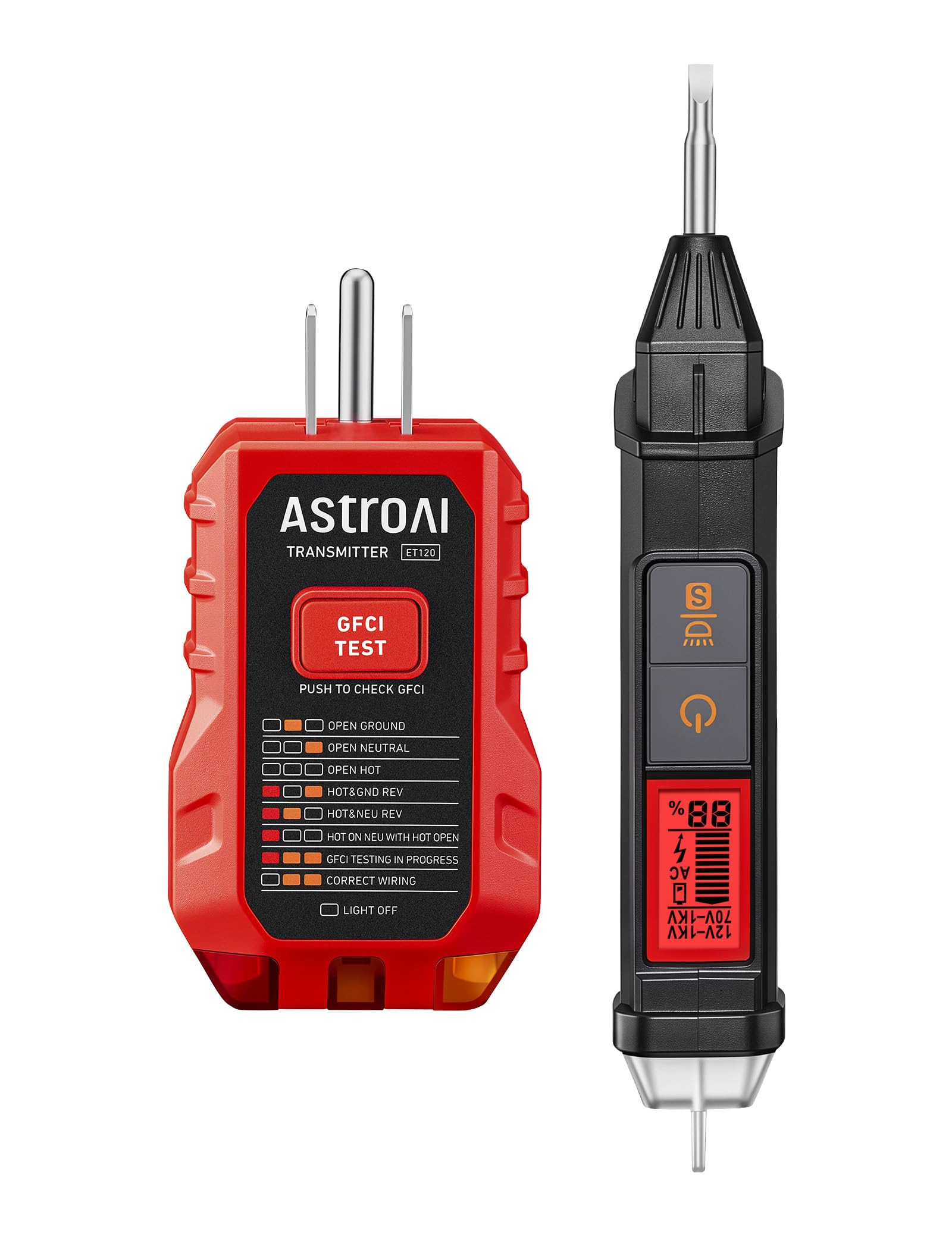 AstroAI Electrical Test Kit ETK2, Non-Contact Voltage Tester Pen & GFCI Outlet Tester, Home Tool Set for Wiring Diagnostics, Circuit Repair & Maintenance Voltage tester+GFCI