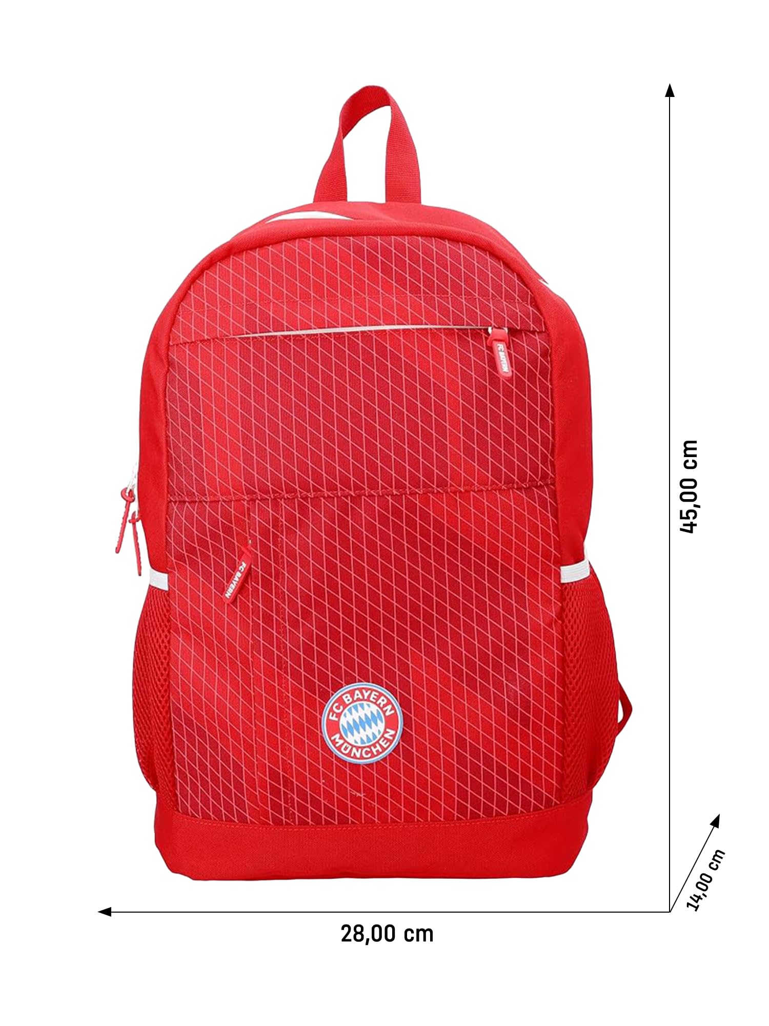 FC Bayern München Rucksack für Damen & Herren (Rot) I 15L Schulrucksack für Oberstufe & Uni mit Reflektoren I 100% recyceltes Polyester I Offiziell lizenziert