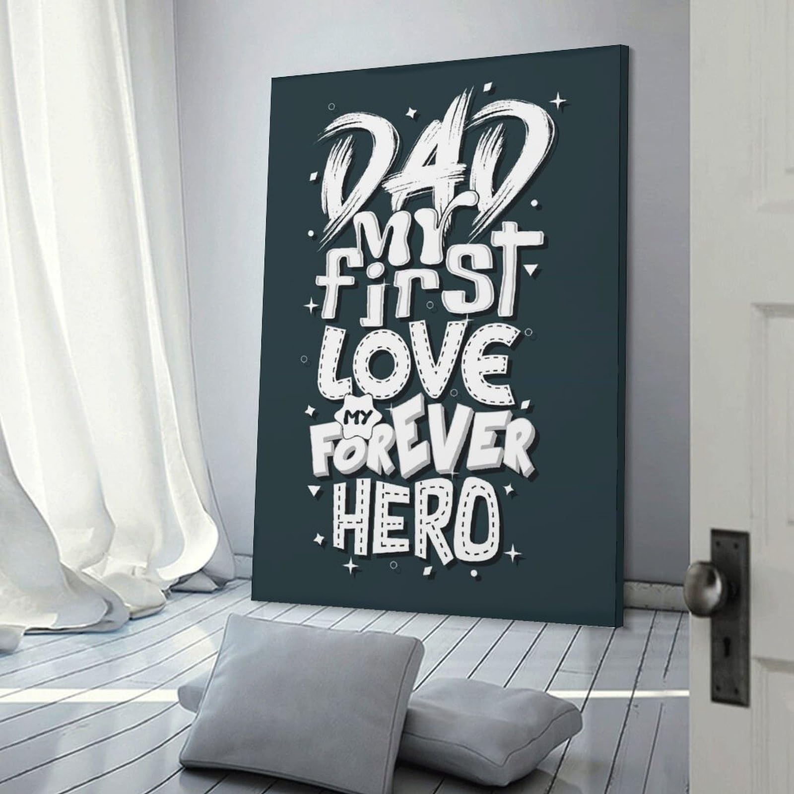 Junmoney Frame-Style-6 Wall Picture Print Dad My First Love, 16X24inch(40X60cm), For Wall Displays, Bedrooms Or Room Updates, Wall Decor Suited To Curated Displays