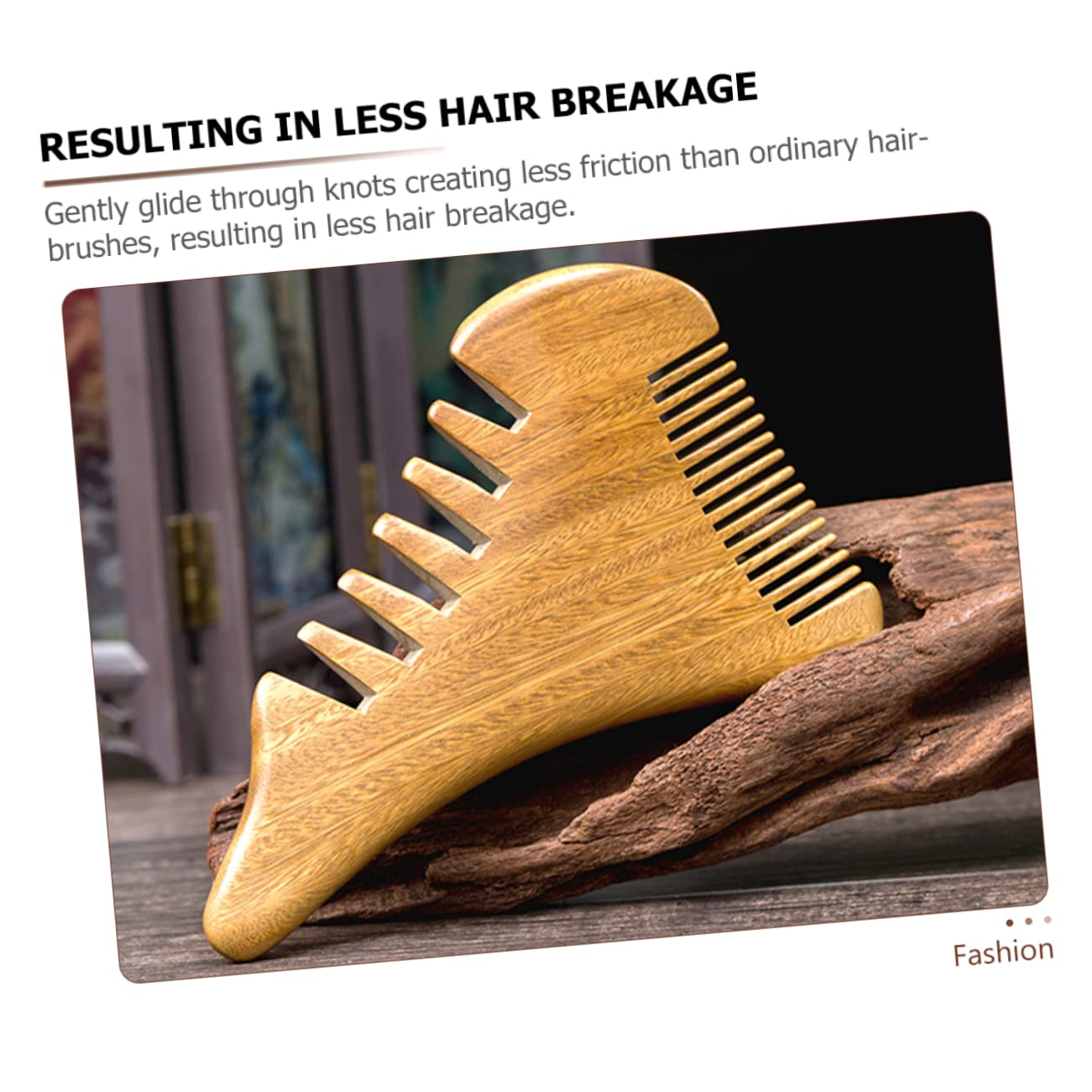 Peine de madera de sándalo Peine de madera Bigote Cabello Madera Estático Desenredante natural Masajeador de cuero cabelludo de madera Barba Cabeza estrecha Sin peines domésticos portátiles Peine con