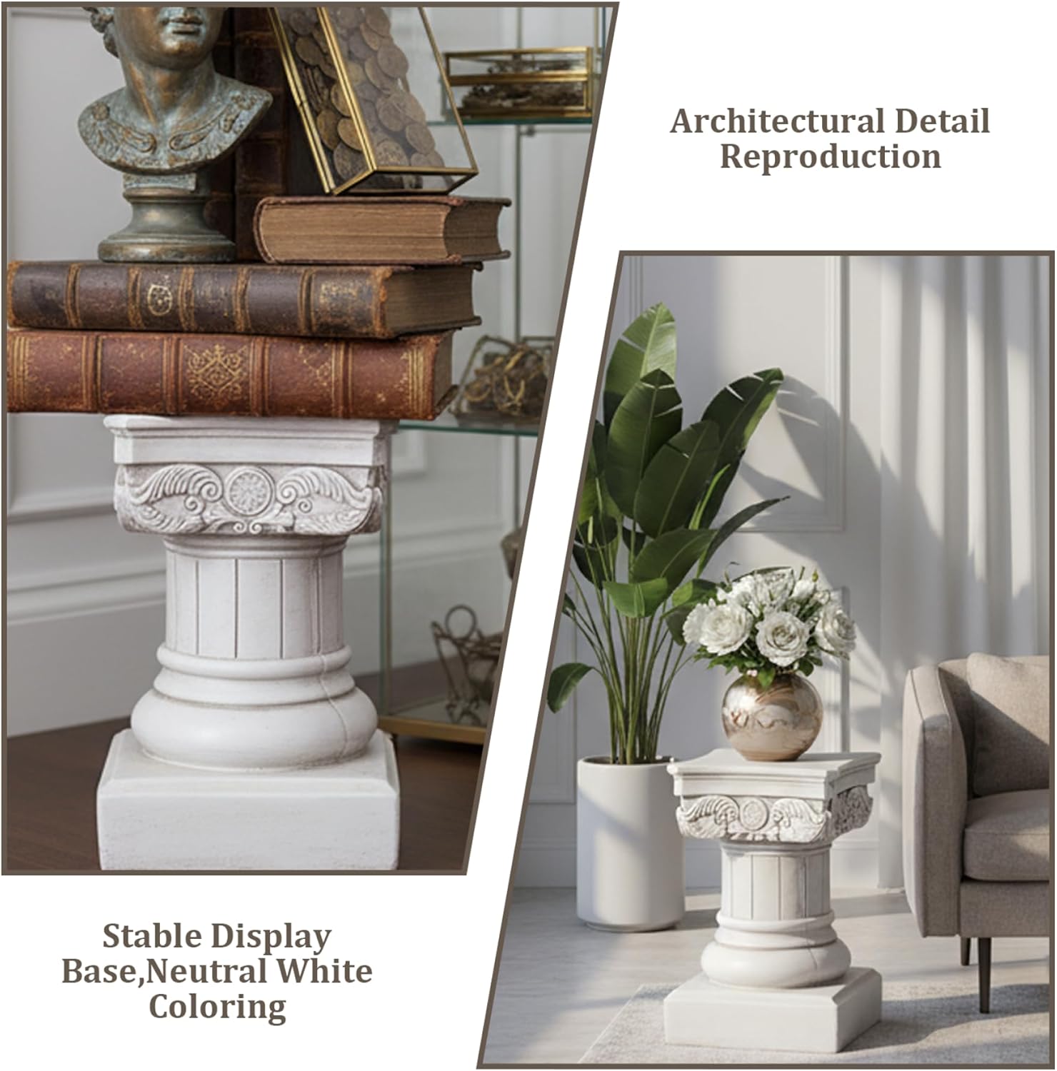 Classical Column Stand 8.5 Inch, White Roman Pillar Pedestal, Resin Display Column for Home Decor Small
