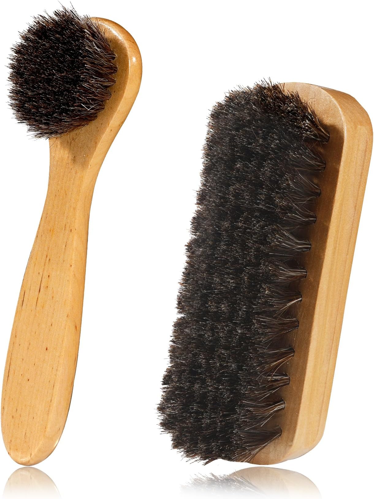Shoe Brush, Boot Brush, 2 Pieces Horse Hair Brush for Leather, Shoe Brushes for Cleaning, Shoe Polish Brush, Horsehair Shoe Brush Leather Shoes Boot Cleaning Brush Care Clean Dauber Applicators