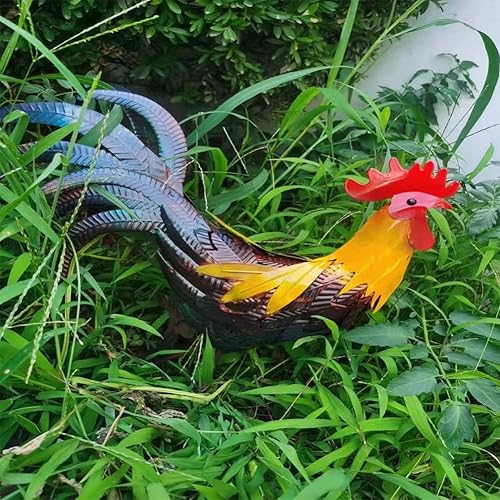 Miniatura 8 de Estatua de gallo para decoración de jardín de 18 pulgadas de metal de pollo para patio, magnífico y orgulloso gallo de hierro para decoración de