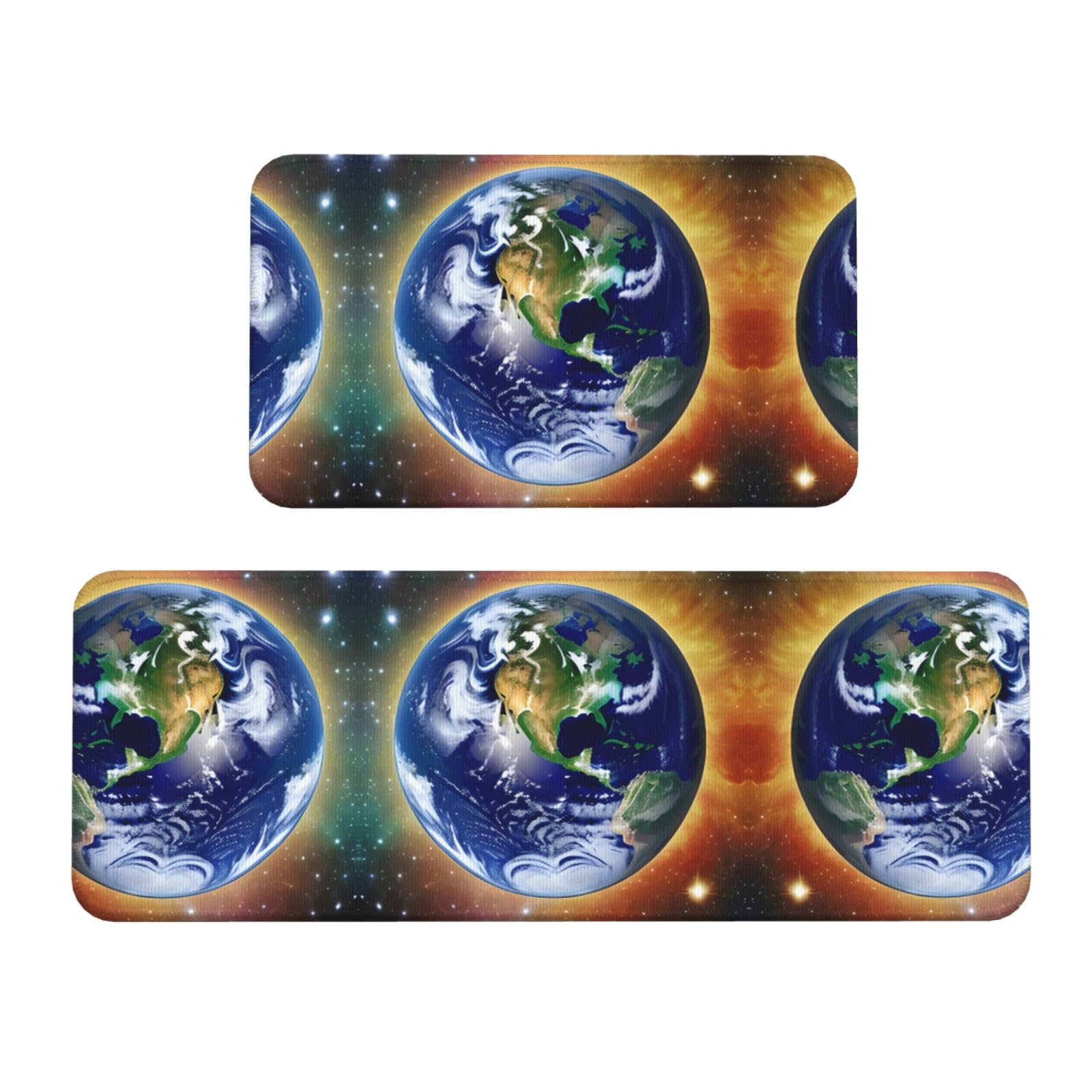 Juego de 2 alfombrillas antideslizantes Cosmic Earth para proteger suelos de cocina y entrada