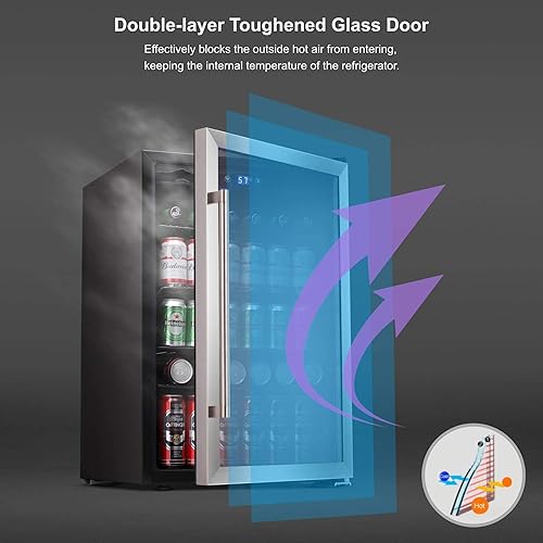 Miniatura 3 de Joy Pebble Enfriador de bebidas y refrigerador mini refrigerador con puerta de vidrio para refrescos, cerveza o vino, enfriador de bebidas pequeño