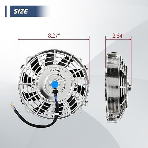 Miniatura 9 de Kit de montaje de ventilador de enfriamiento de radiador eléctrico de 14 pulgadas, ventilador de radiador de enfriamiento de 12 V con 80 W 800 CFM