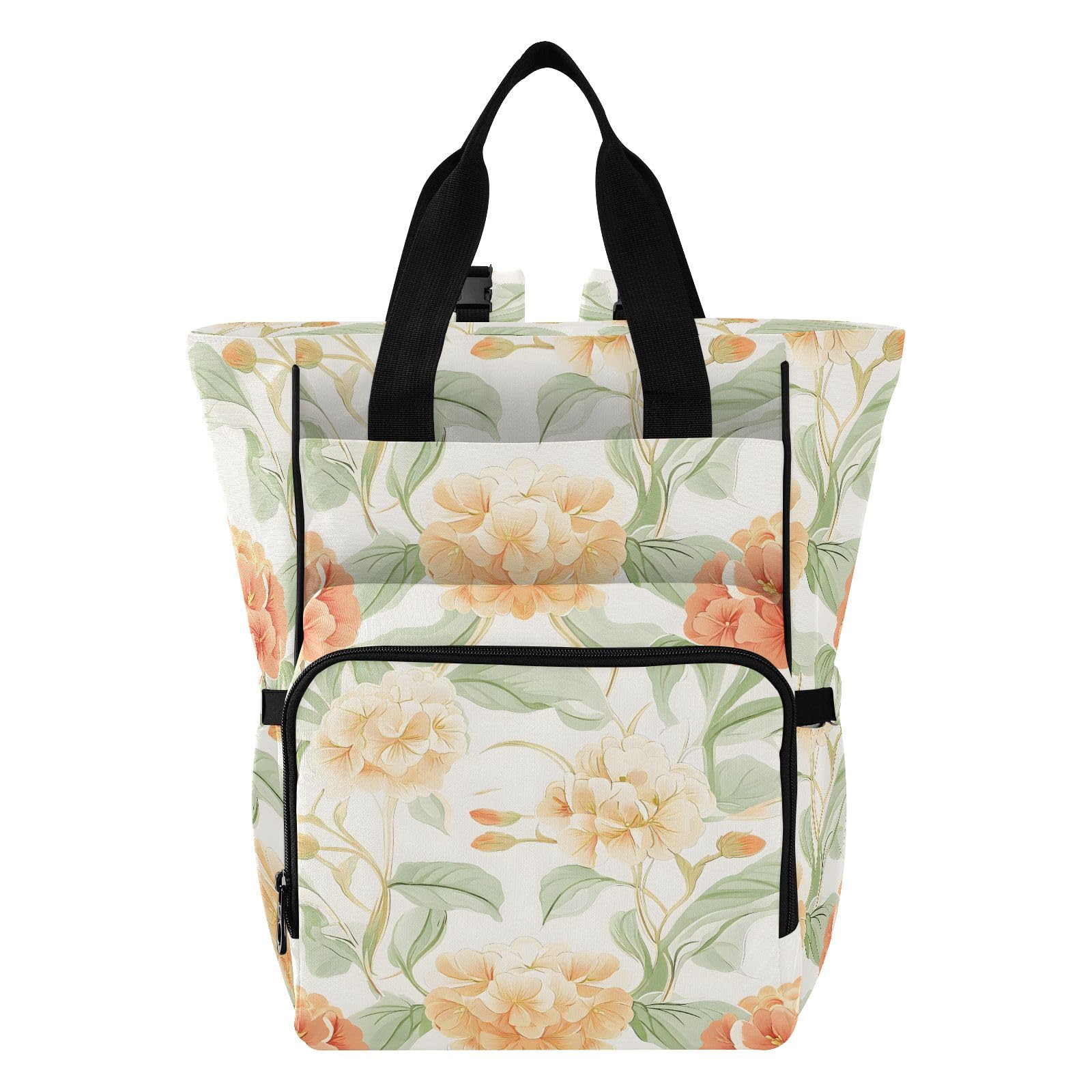Mnsruu Borsa per pannolini per bambini, con motivo floreale rosso, grande, impermeabile, da viaggio, per mamme e papà