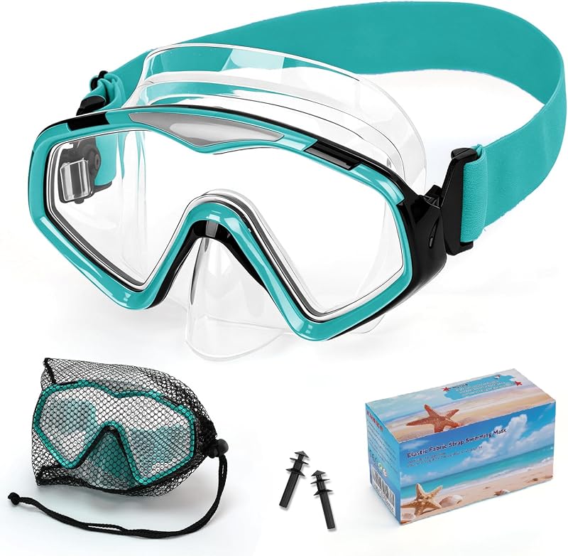 Máscara de buceo con correa ajustable de punto elástico PRO-lentes panorámicas antivaho para snorkel, natación, buceo