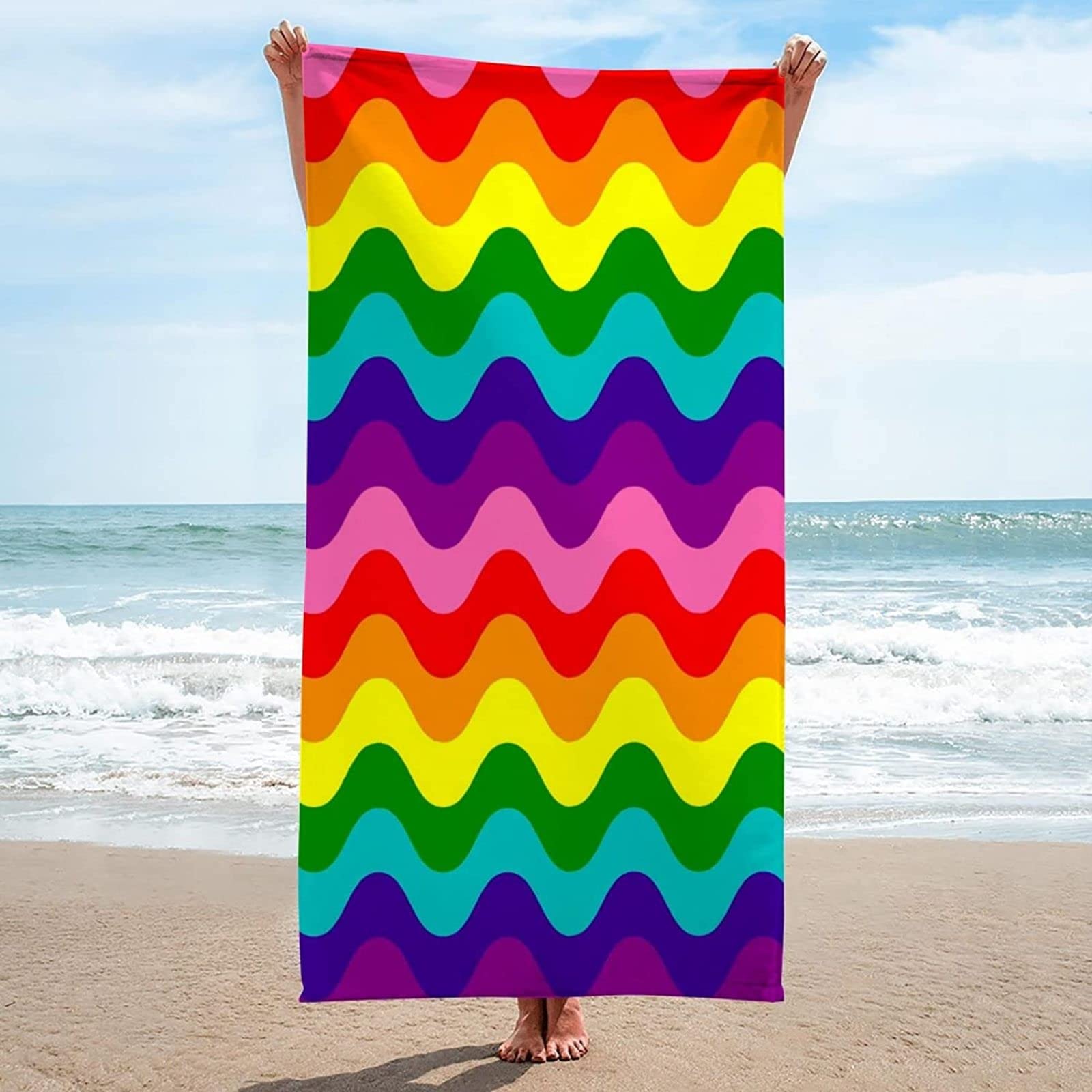 Serviette De Plage Microfibre Femme Homme Enfant, Drap De Plage XXL Serviette Plage Anti Sable à Séchage Rapide Grande Serviette Plage 90x180 Bande