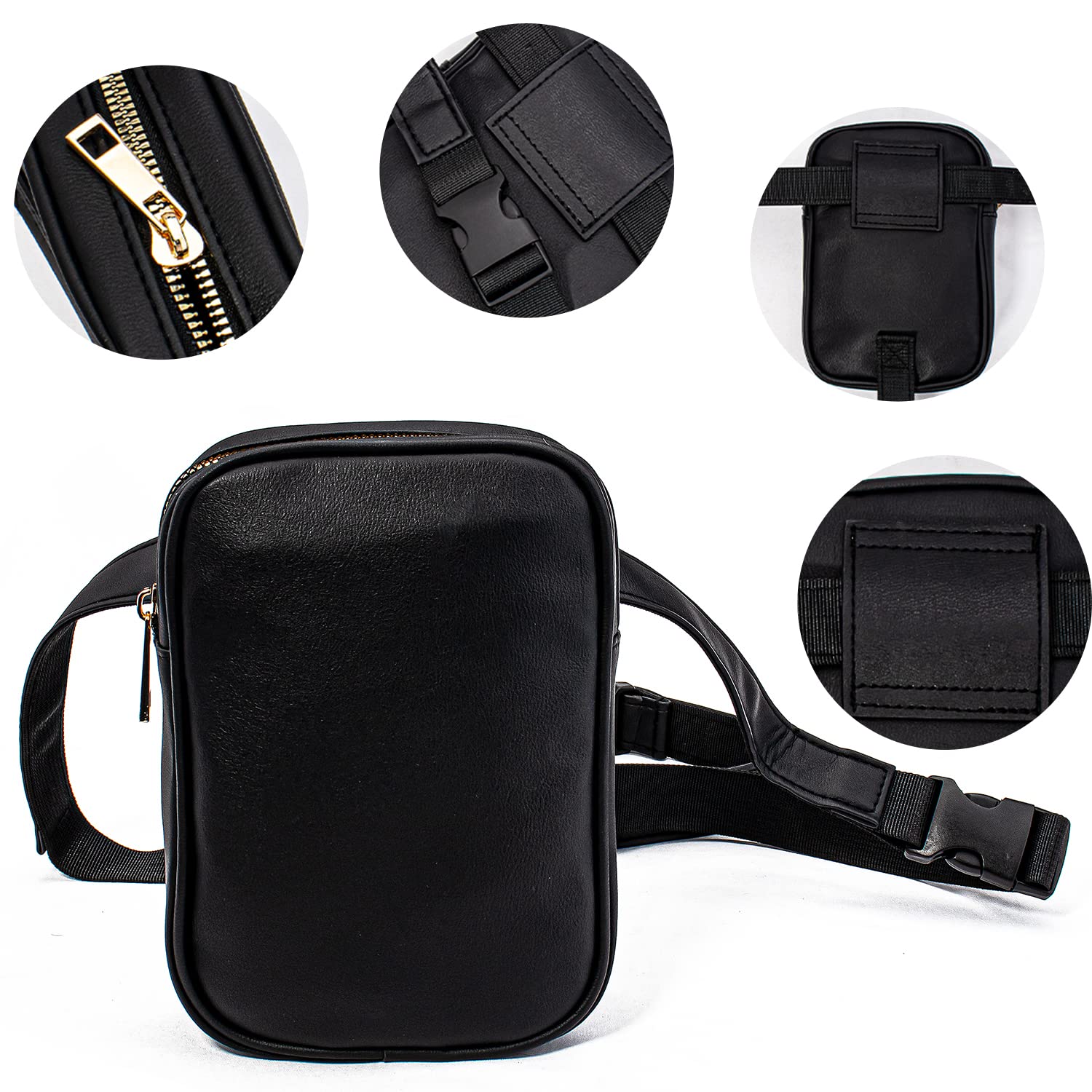 Peicees Womens Drop Leg Bag with Leg Strap Leather Thigh Bag for Motorcycle Costume Accessories Fashion Fanny Bag Belt Pouch: Black