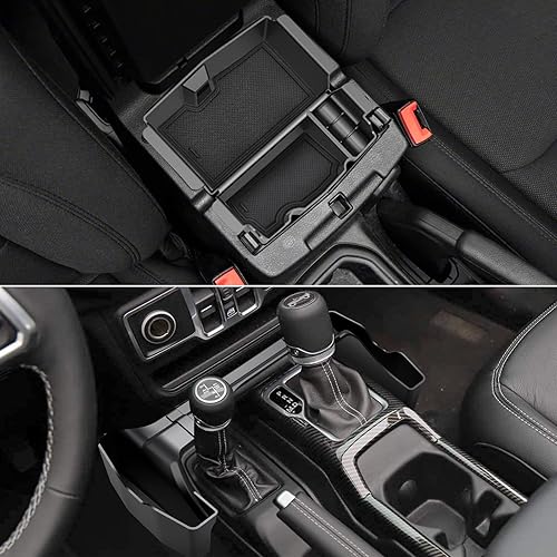 Miniatura 4 de Organizador de consola central para Jeep Wrangler JLJLU 2018-2022 2023 y Jeep Gladiator JT 2020-2023, accesorios para palanca de cambios,