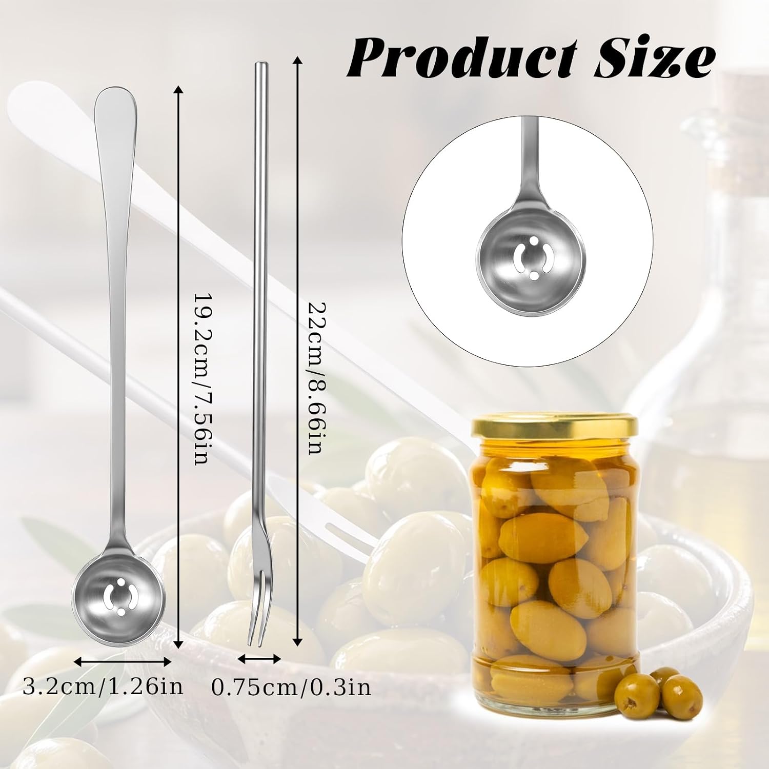 2 Pcs Pickle Fork and Olive Spoon Strainer Set