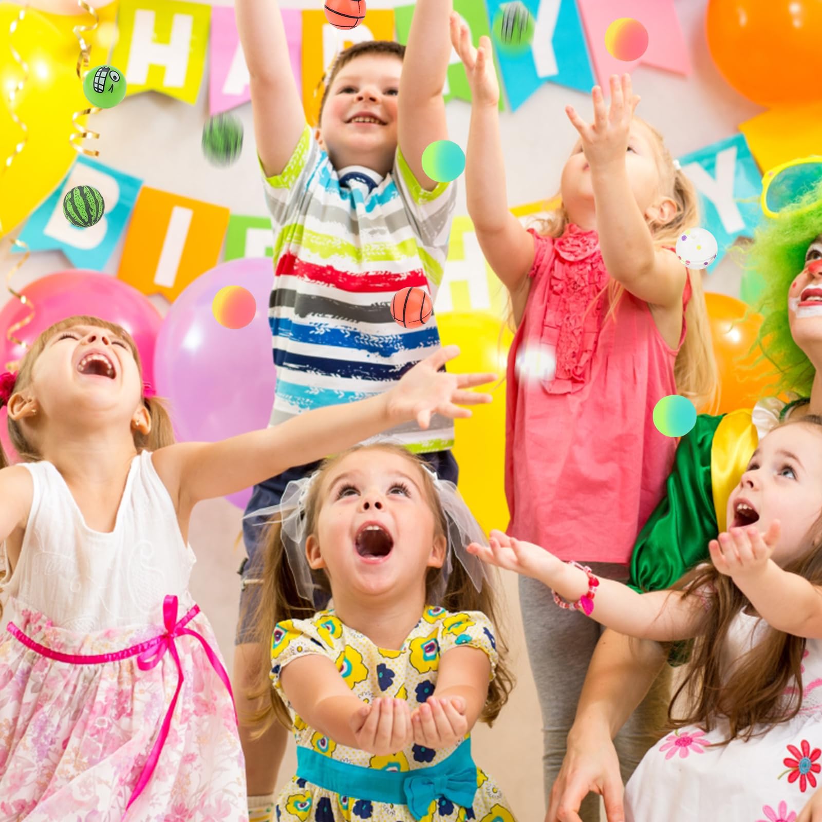 PIQIUQIU 24 Palline da 28 mm, per Bambini, Feste di Compleanno dei Bambini, Colore Casuale