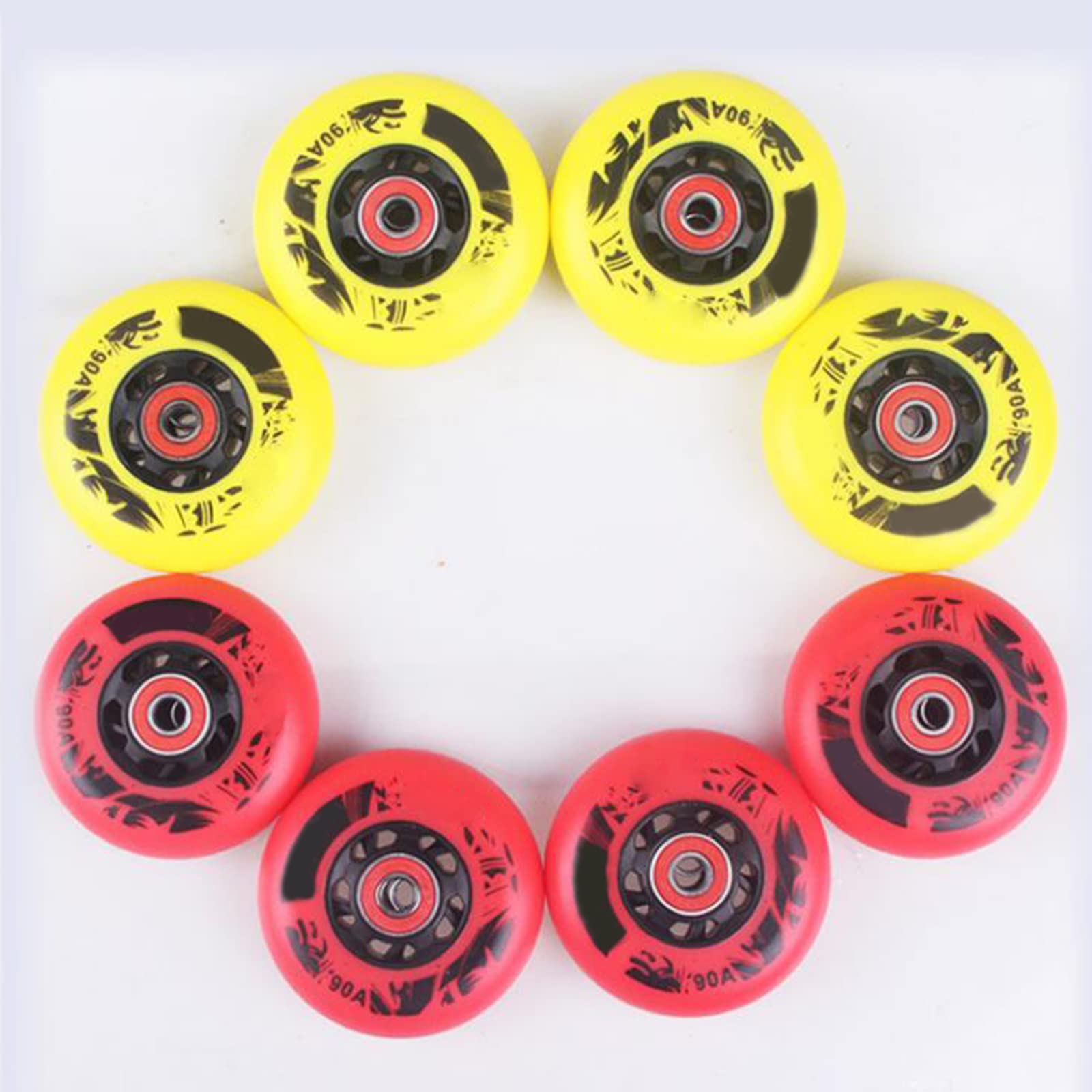 8 szt. kółek do łyżworolek 72 mm, 76 mm, 80 mm, do użytku wewnątrz i na zewnątrz, kółka do łyżworolek, freestyle, wymienne koła z łożyskami 90 A