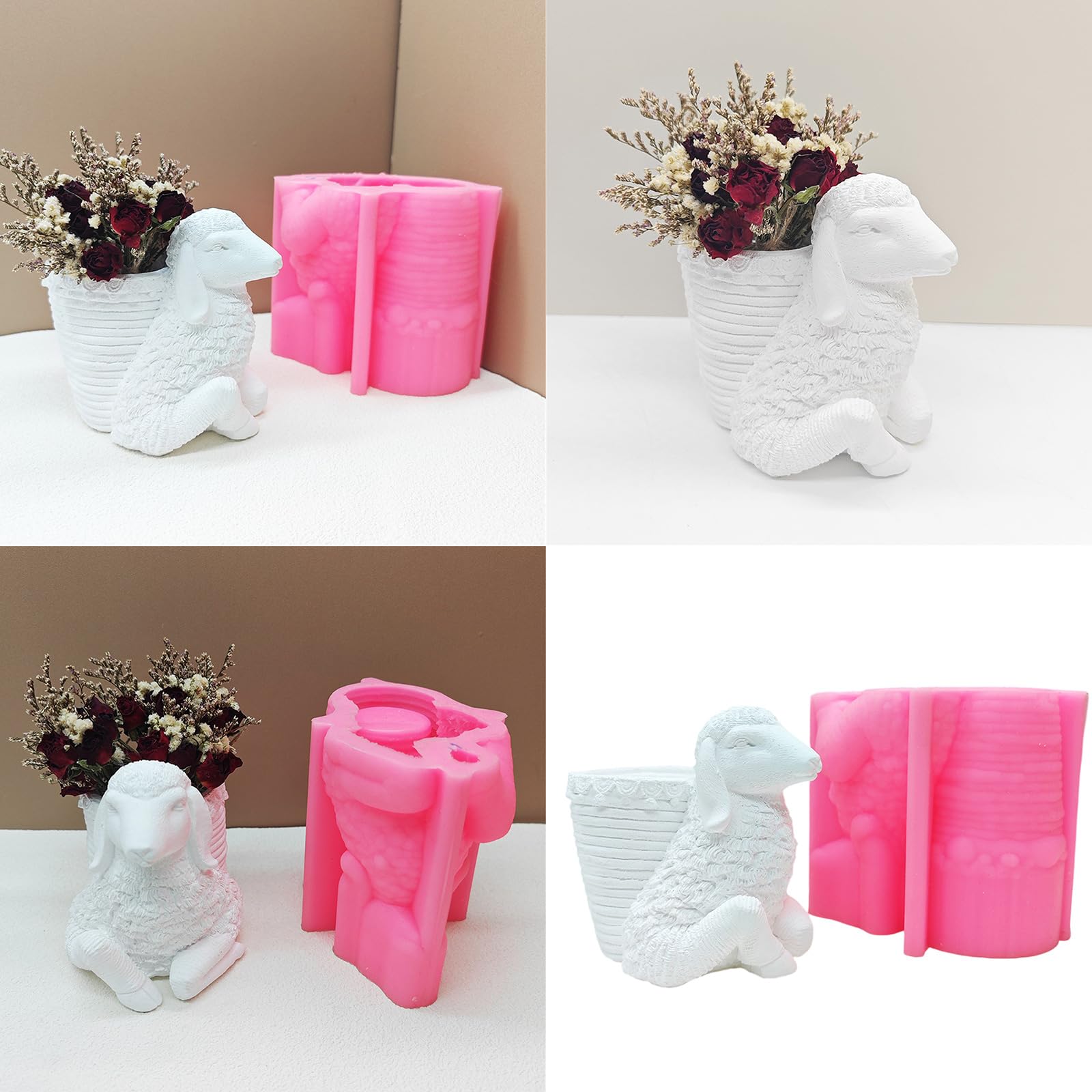 Adorable molde decorativo de silicona para macetas de suculentas, diseño de ovejas de dibujos animados para macetas y bolígrafos suculentas