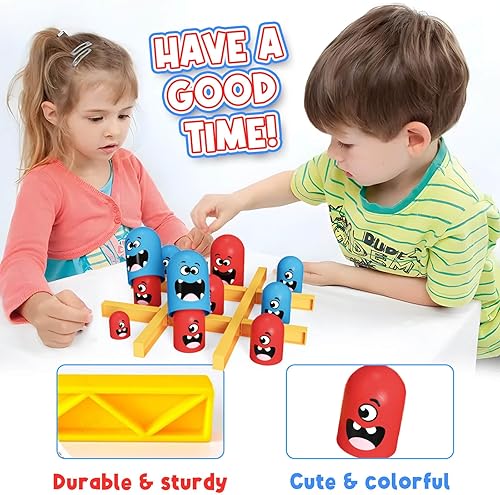 Miniatura 8 de Juego de Tic Tac Toe juego de mesa para niños, juego de mesa estratégico de anidación de Tic Tac Toe para niños y adultos, juegos de estrategia cara