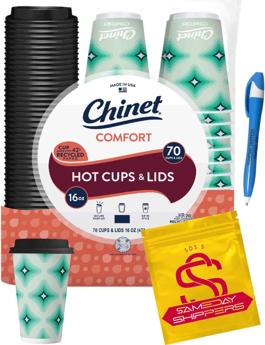 CANDYRIFIC Comfort Cup Hot Cup & Lids, 16 oz. (70 ct