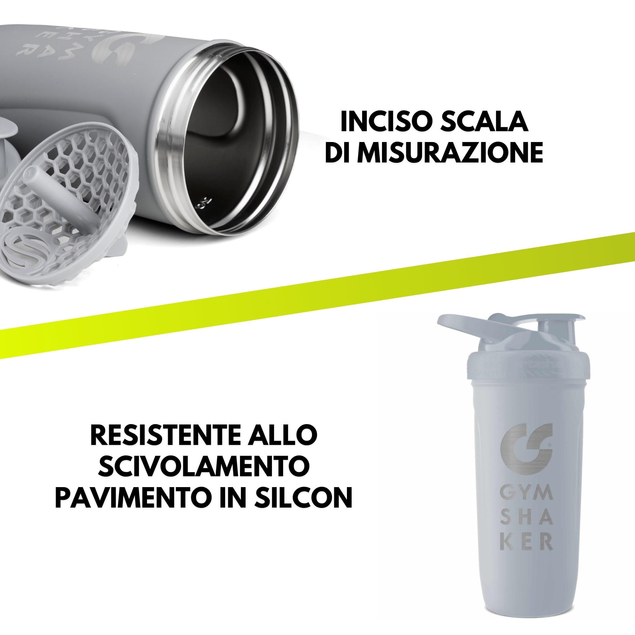 GYMSHAKER Shaker Per Proteine In Acciaio Inox - Capienza Di 900