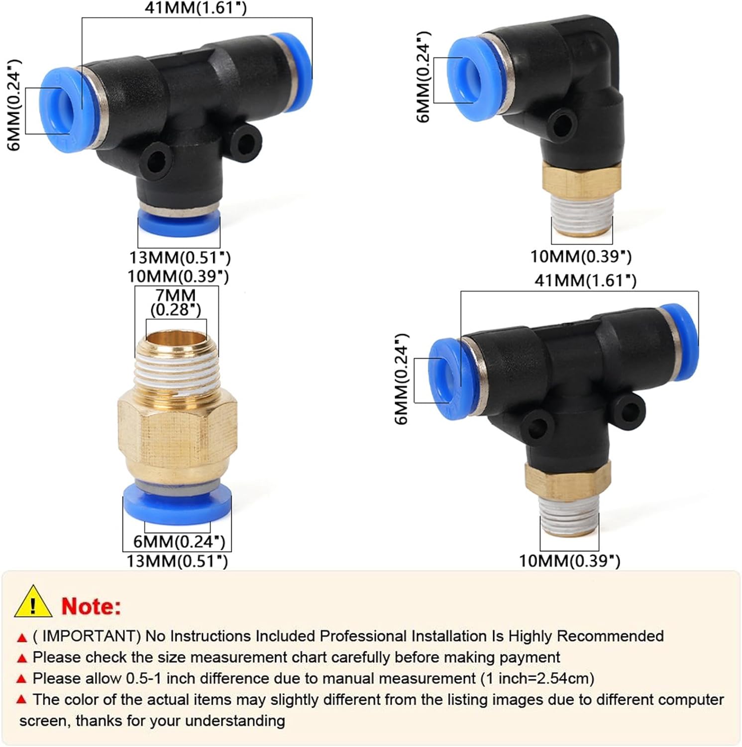 Auto Vehicle TurbosFitting Kit Wastegate & Solenoid Push Vacuum Fitting Kit Compatible for TurbosWastegate Solenoid Replacement Vvt Exhaust Magnet Tool Hvac Mower Push Pull Continuous Duty
