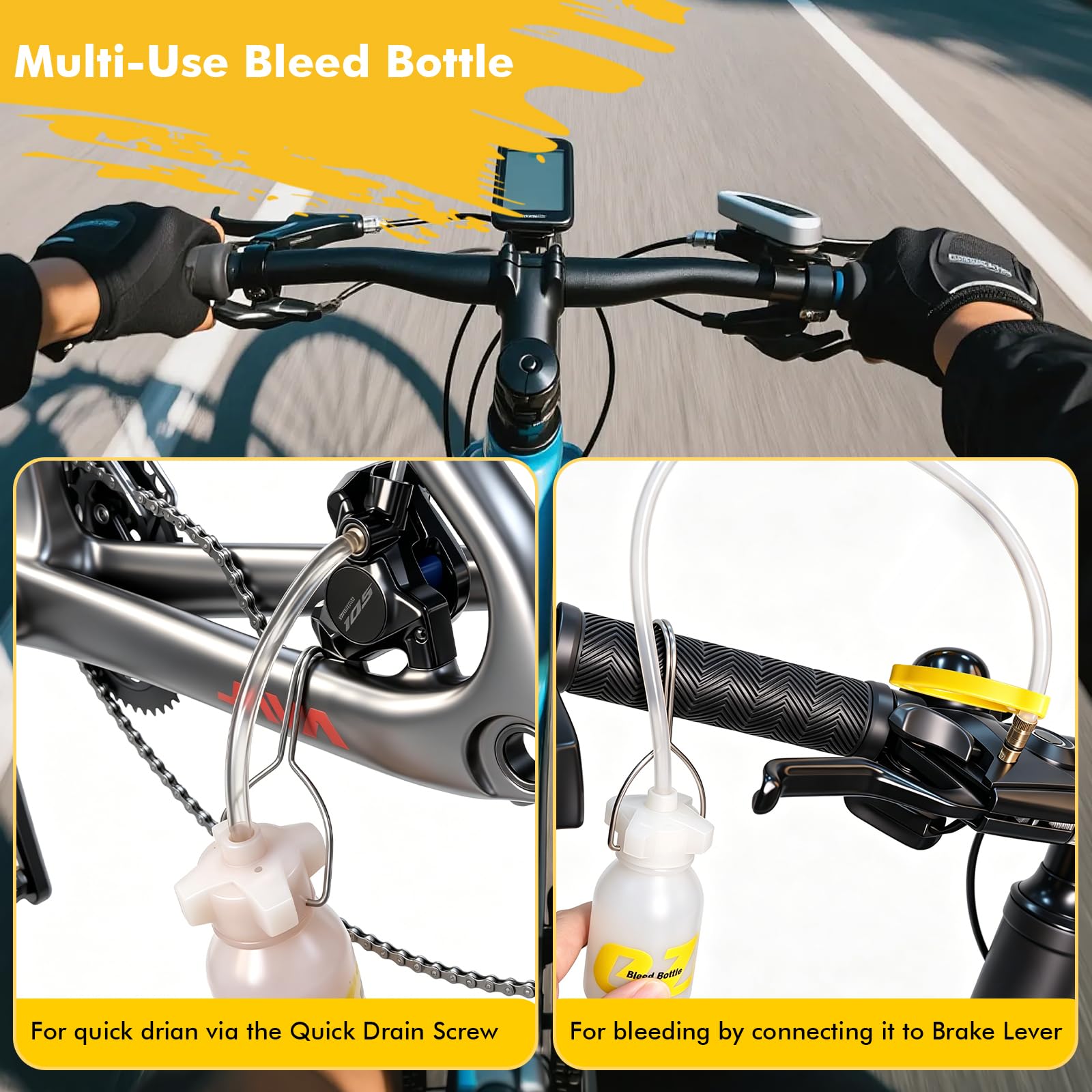 Kit di sfiato per freni Shimano Magura Tektro, con adattatori in ottone, istruzioni per lo sfiato idraulico, kit di servizio, freni a disco, sfiato
