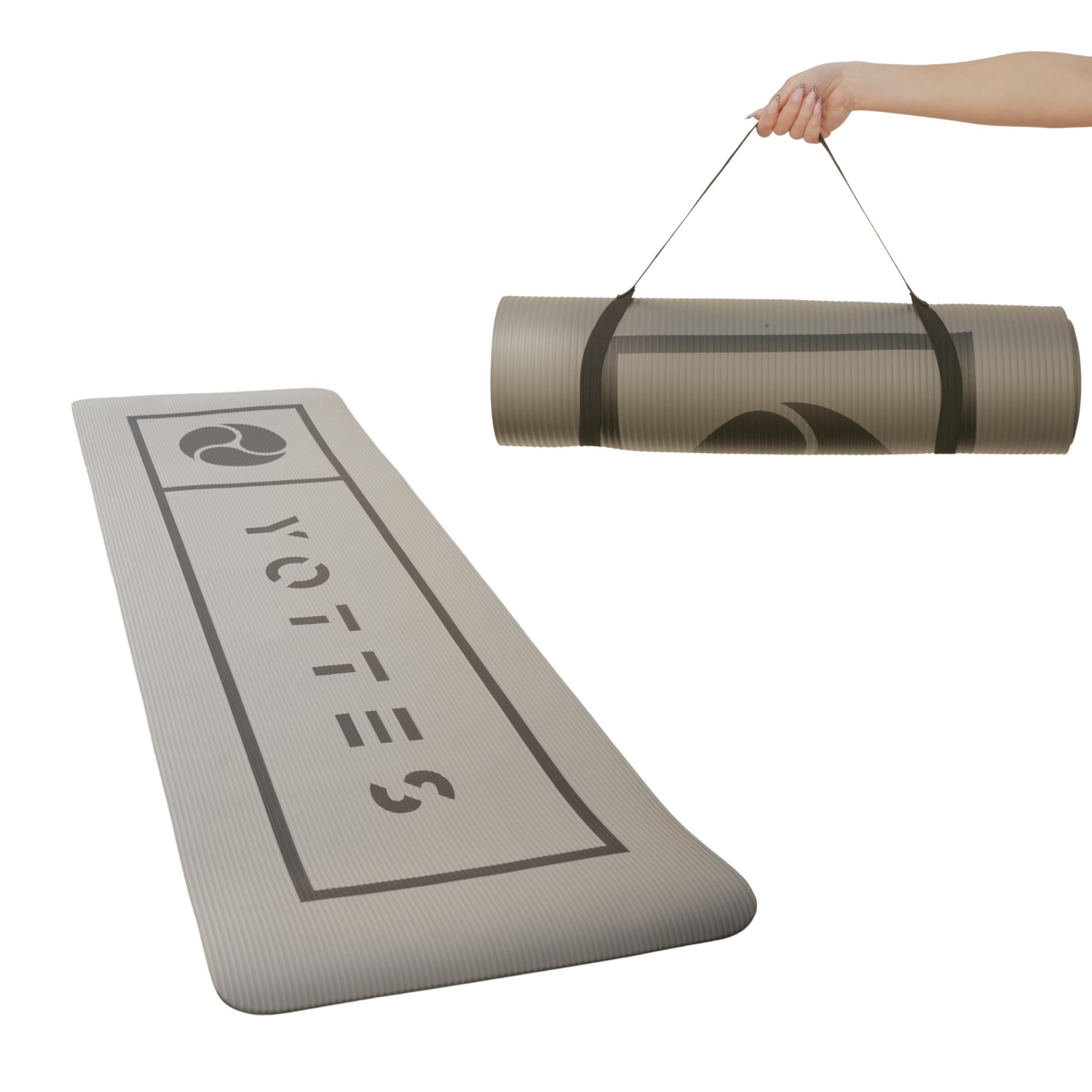 Tapis de yoga antidérapant – Tapis de fitness en TPE pour yoga, Pilates et entraînement à domicile – Tapis d’entraînement protecteur pour les articulations avec lignes d’alignement, 182×63 cm