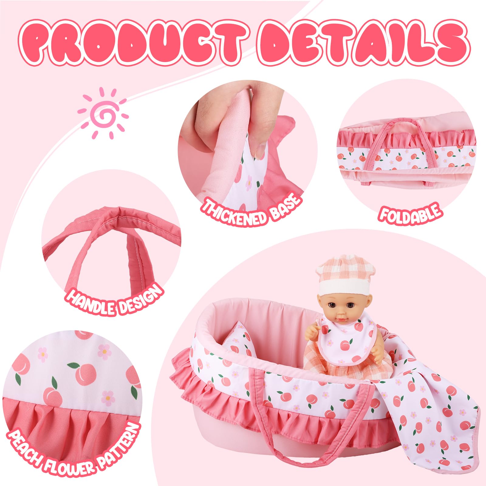 GAGAKU - Baby Crib Carrier, 12" Doll Accessories Set, 12" Doll Carrier Accessories, Including Magic Bottle, Bib, Pacifier, Diaper - Image 3