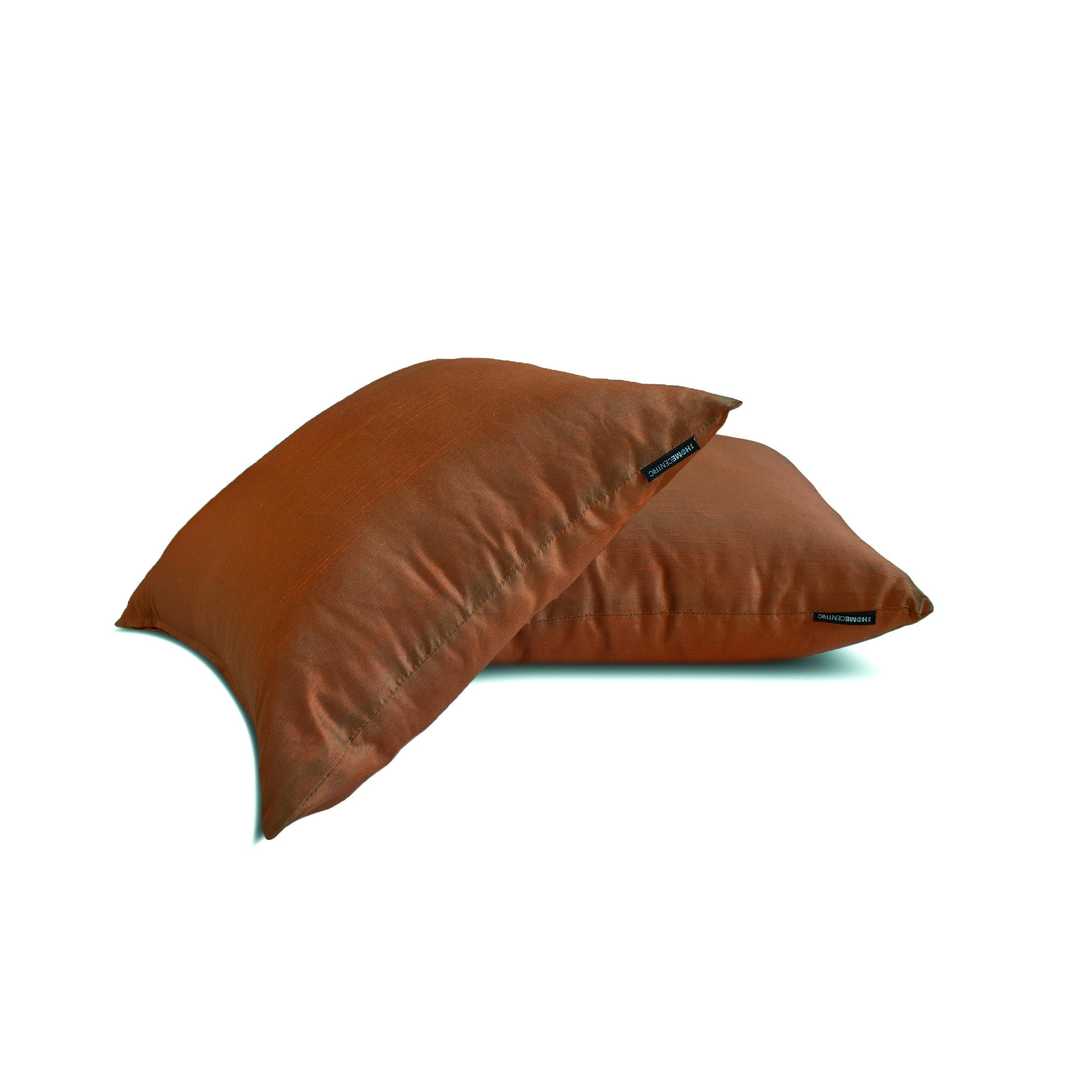 Óxido y verde Lujo Funda de cojín lumbar 50 x 90 cm | Juego de 2 Moderno Seda artificial Funda de Cojín Sólido | Seda de dos tonos Fundas de almohada para sofá, sofá y cama - Rust Green Luxury