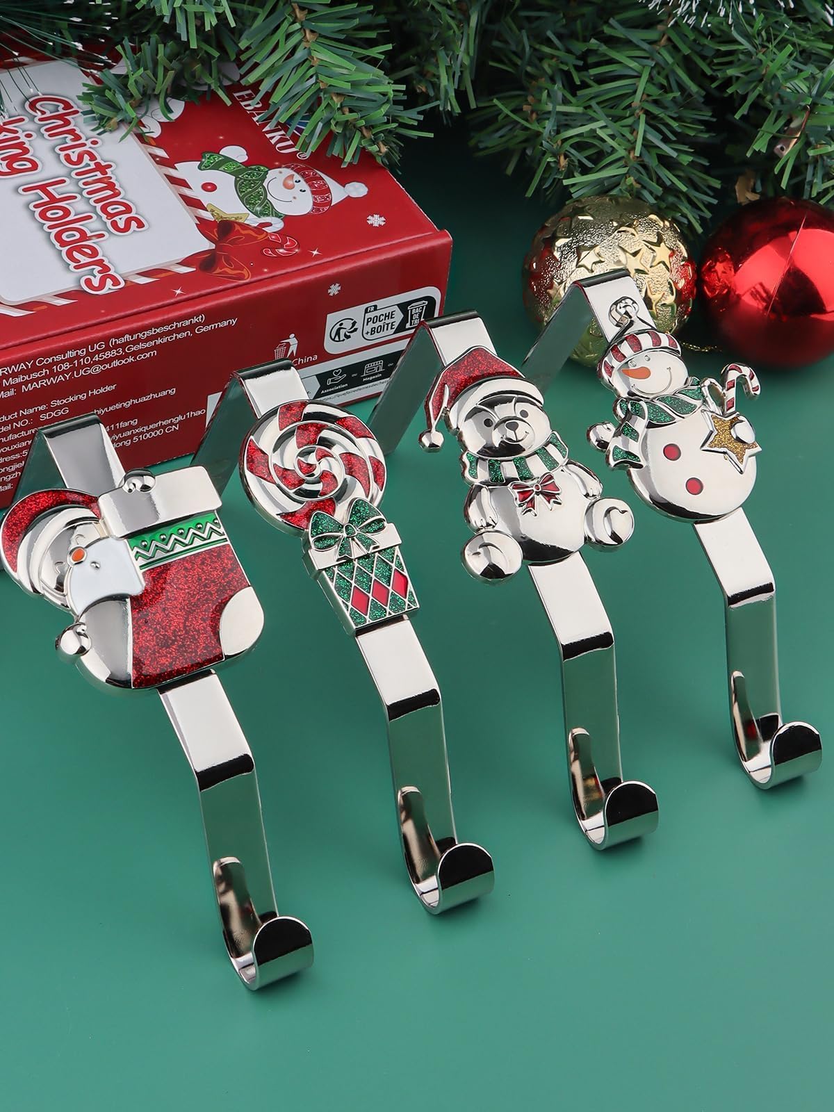 Photect 4 Pezzi Porta Calze Di Natale Supporti Per Calze Natalizie Rotondi Appendini Per Calze Da Camino Resistenti Ganci Per Calze Di Natale