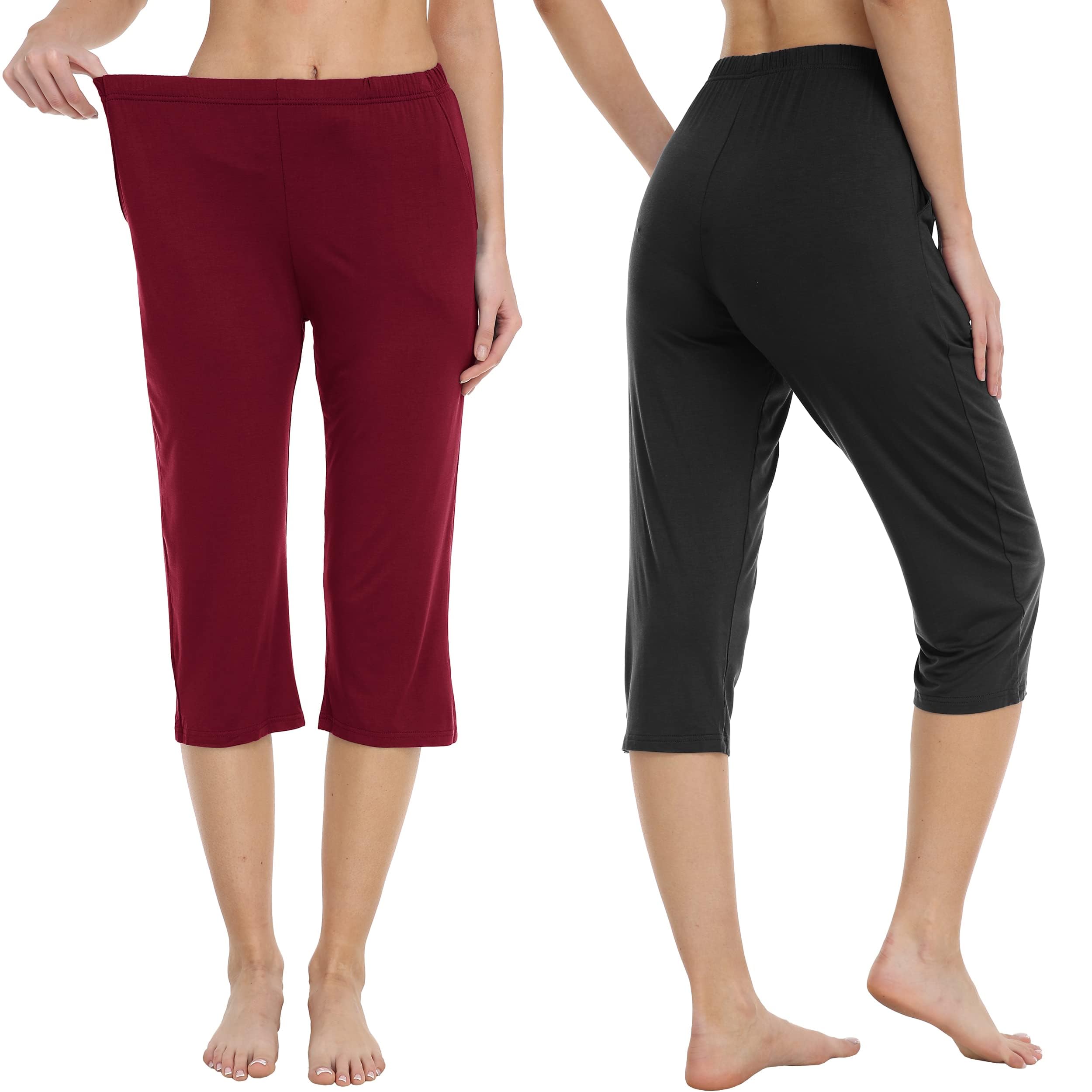 MoFiz Pantaloni Pigiama Donna 3/4 Pantaloni Lunghi per Dormire Pantaloni del pigiama Morbidi Pantaloni