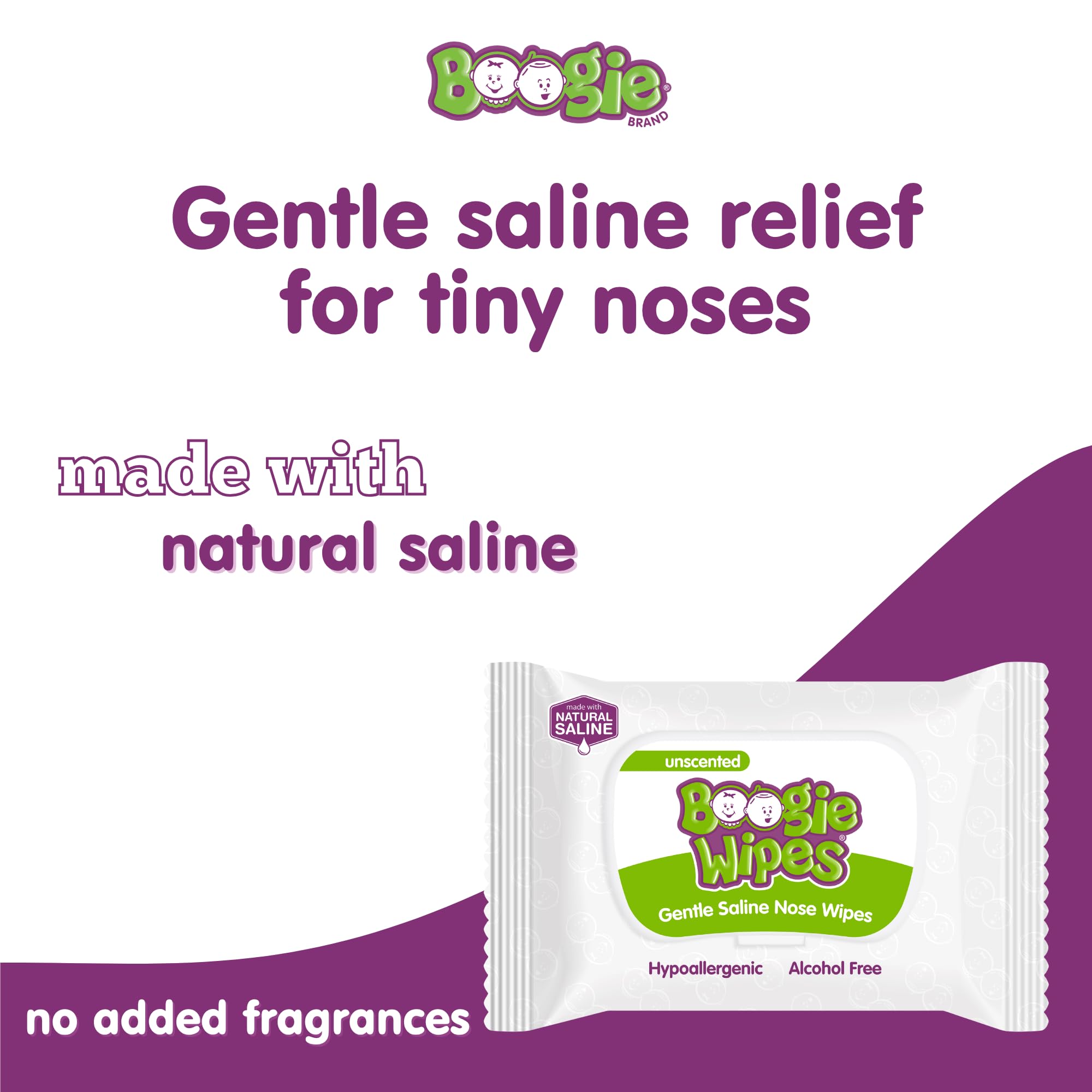 Boogie Wipes Natural Saline Kids and Baby Nose Wipes for Cold and Flu, Unscented, 90 Count by Boogie Wipes