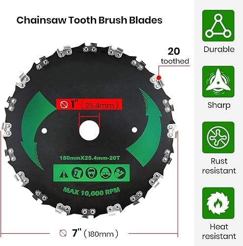 Miniatura 2 de (2 juegos) - Hojas de cepillo de dientes de motosierra de 7 x 20 T, 2 cuchillas, 3 limas redondas surtidas (532 pulgadas, 316 pulgadas, 1164