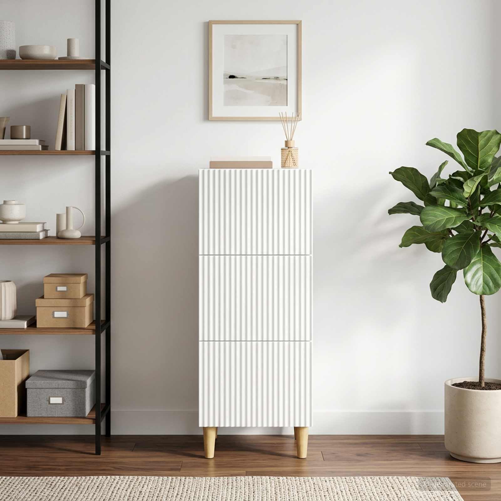 Cabinet De Tiroirs Blanc 33 x 34,5 x 90 cm Bois D'ingénierie