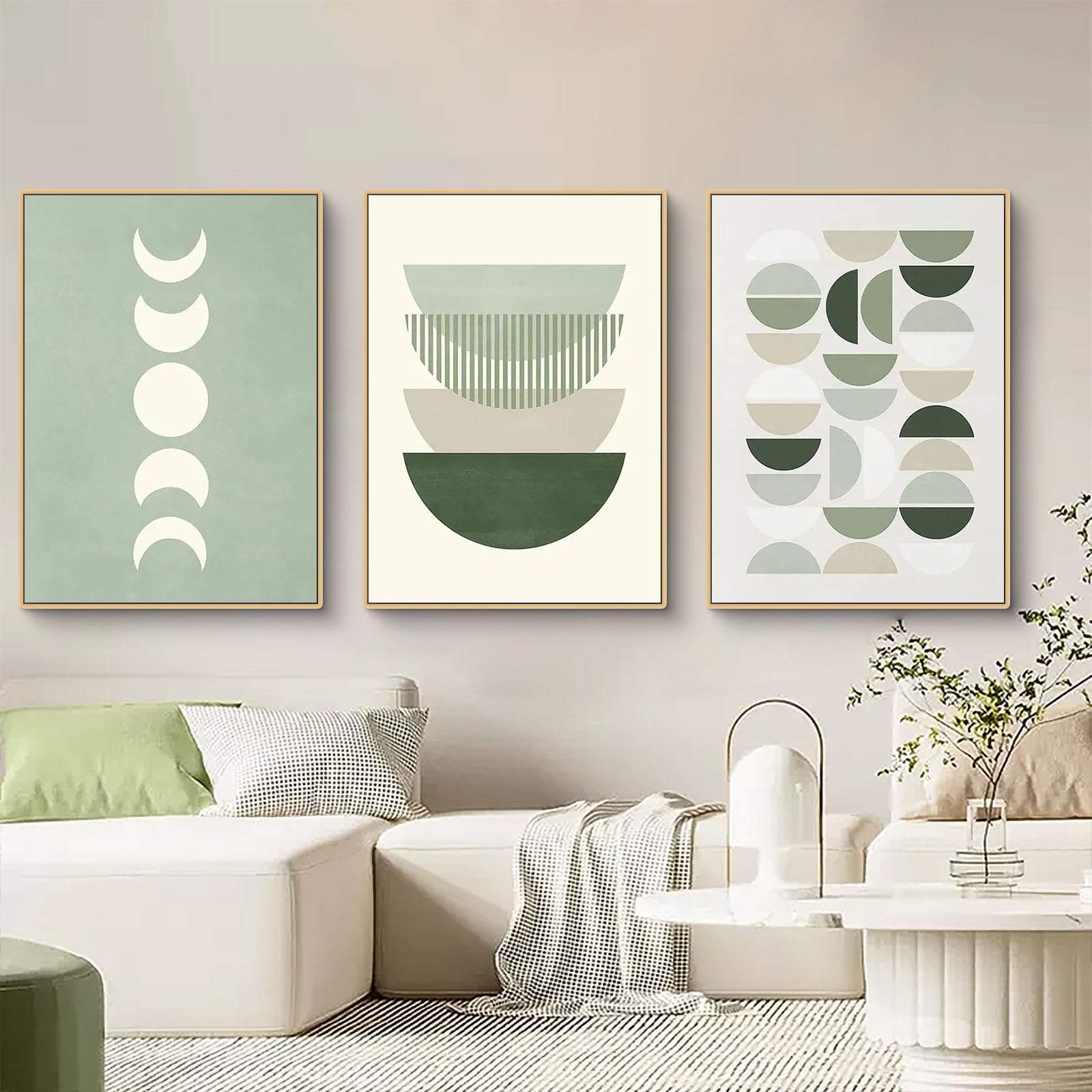 Uixxducc 3er Bohemian Poster Set Aesthetic Grüne Pflanze Bilder Set Moderne Wandbilder Wanddeko, Wohnzimmer Schlafzimmer Boho Deko, ohne