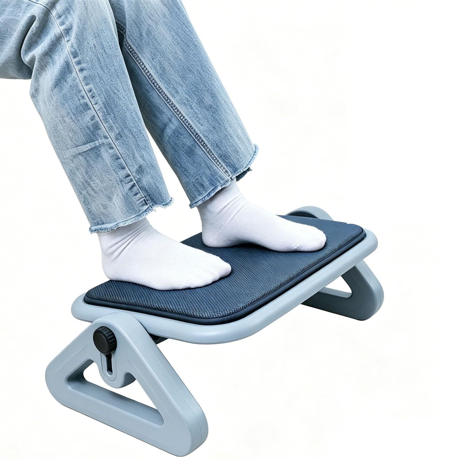 Repose-Pieds Bureau Inclinable Gris en ABS - Ergonomique avec Coussin Amovible Souple
