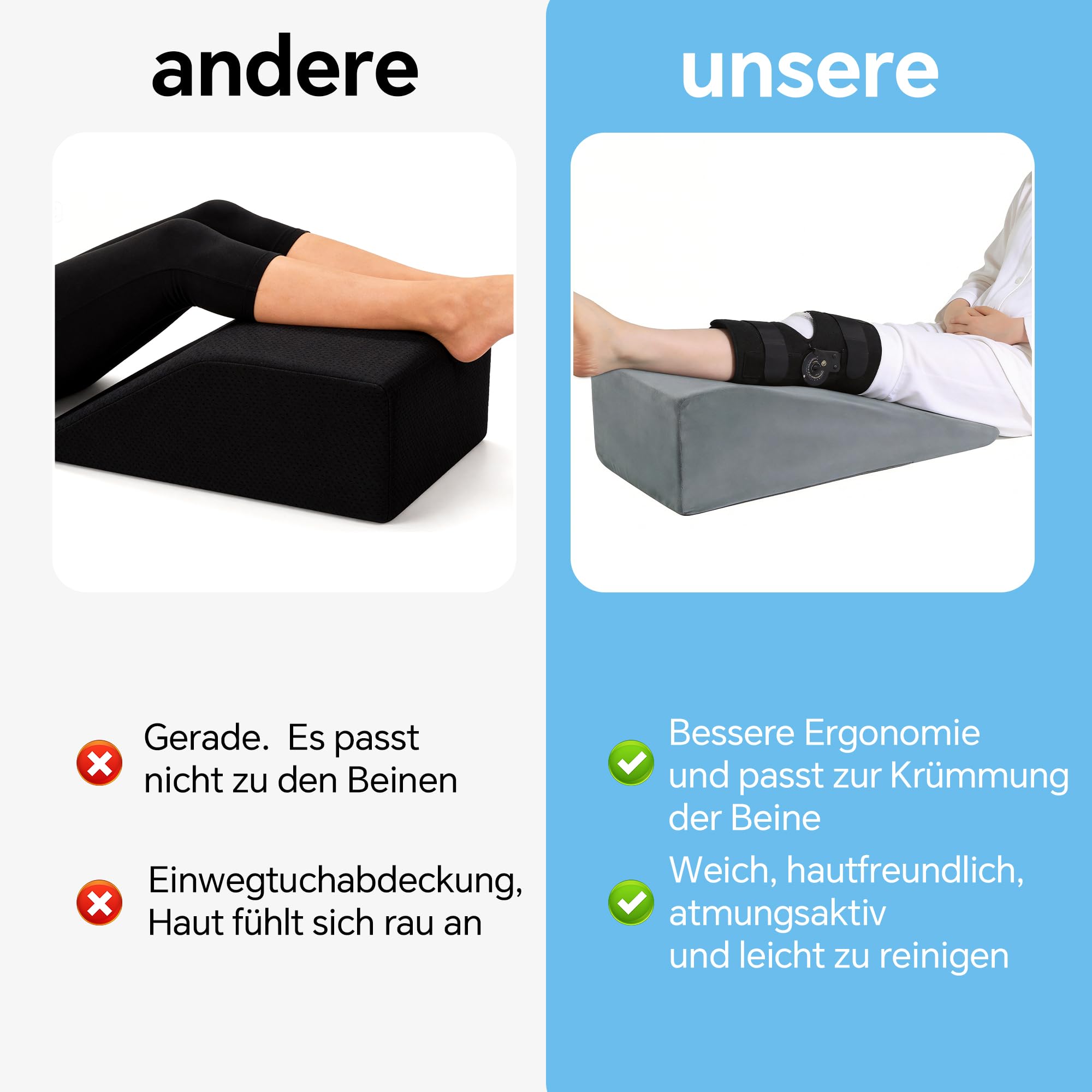 Cojín Elevador de Piernas con Asa, Cojín Ergonómico para Elevar Las Piernas, Soporte Cómodo para Caderas, Rodillas, Pies y Tobillos – Unidad