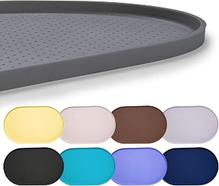 Hubulk Waterproof Silicone Pet Feeding Mat with Raised Edge - 19x12 Inch Gray, Spill-Proof Dog Cat Bowl Placemat Protects Floors